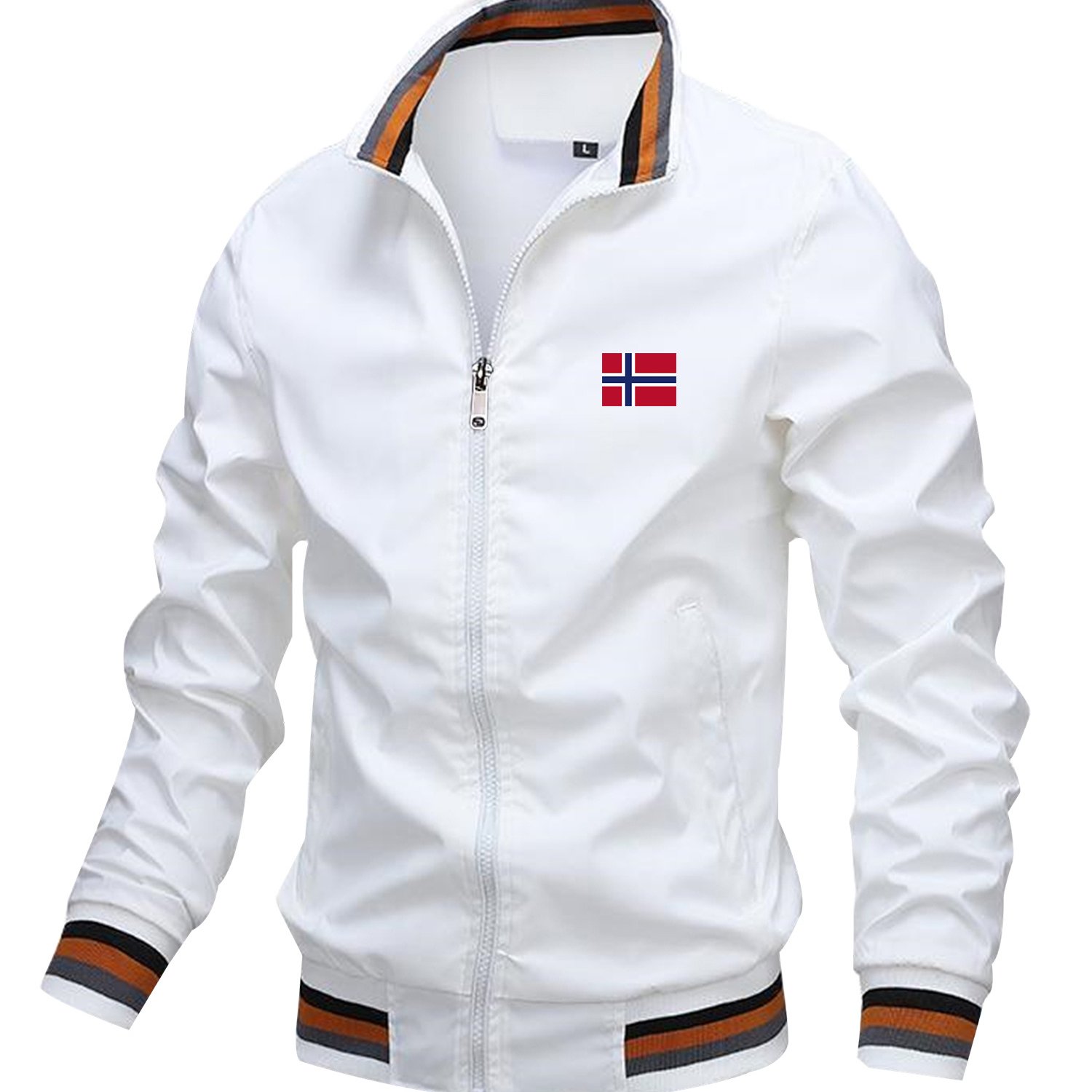 TEMU 2026 New Style Collar-protected Windproof Sports Striped Jacket, Spring-autumn Comfortable Windproof Collar Top, Outdoor Camping And Mountain