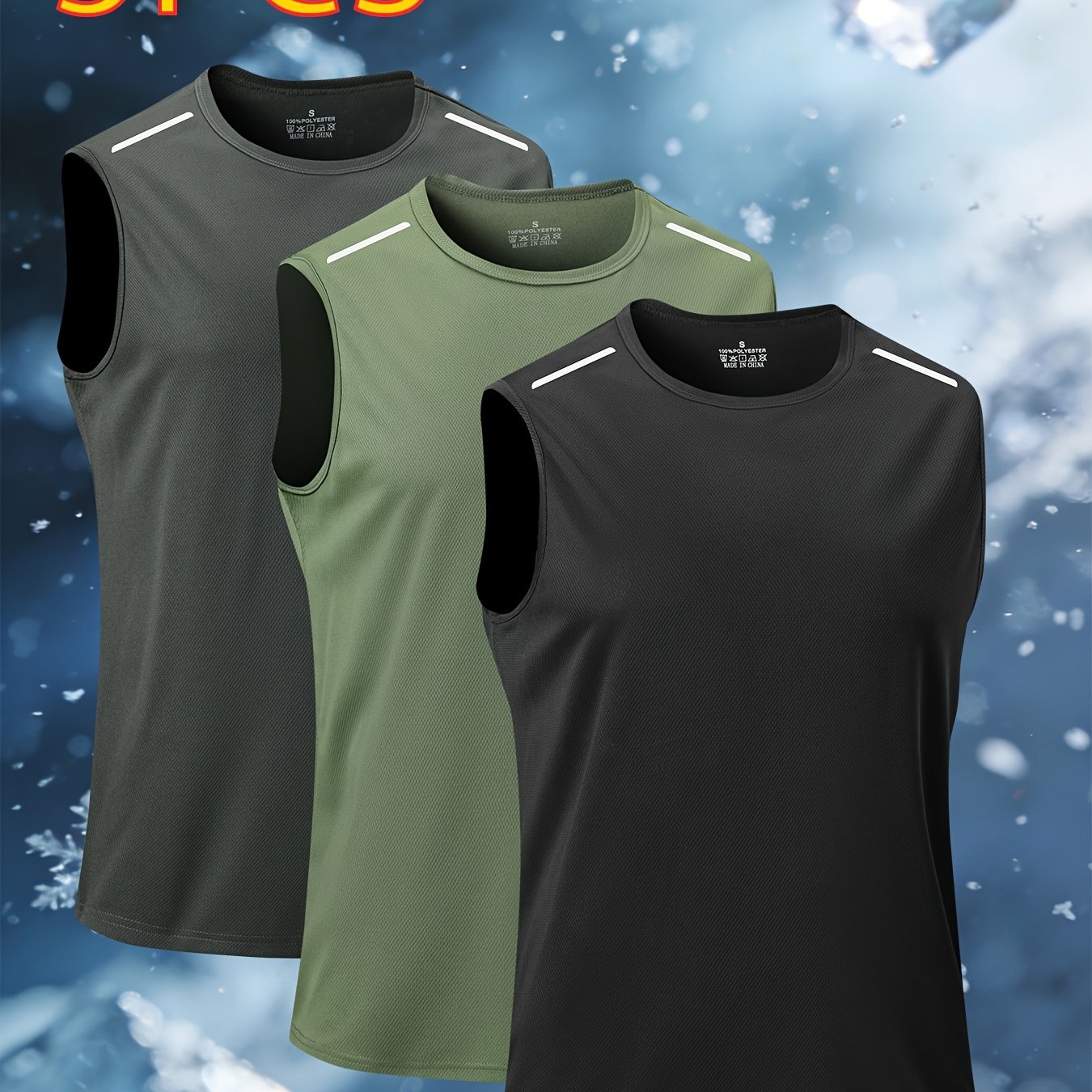TEMU 3pcs Men's Tank Tops, Sleeveless Shirts, Quick-dry Fabric, Soft And Comfortable, Breathable And Moisture-wicking, Ideal For Summer, Casual Wear,