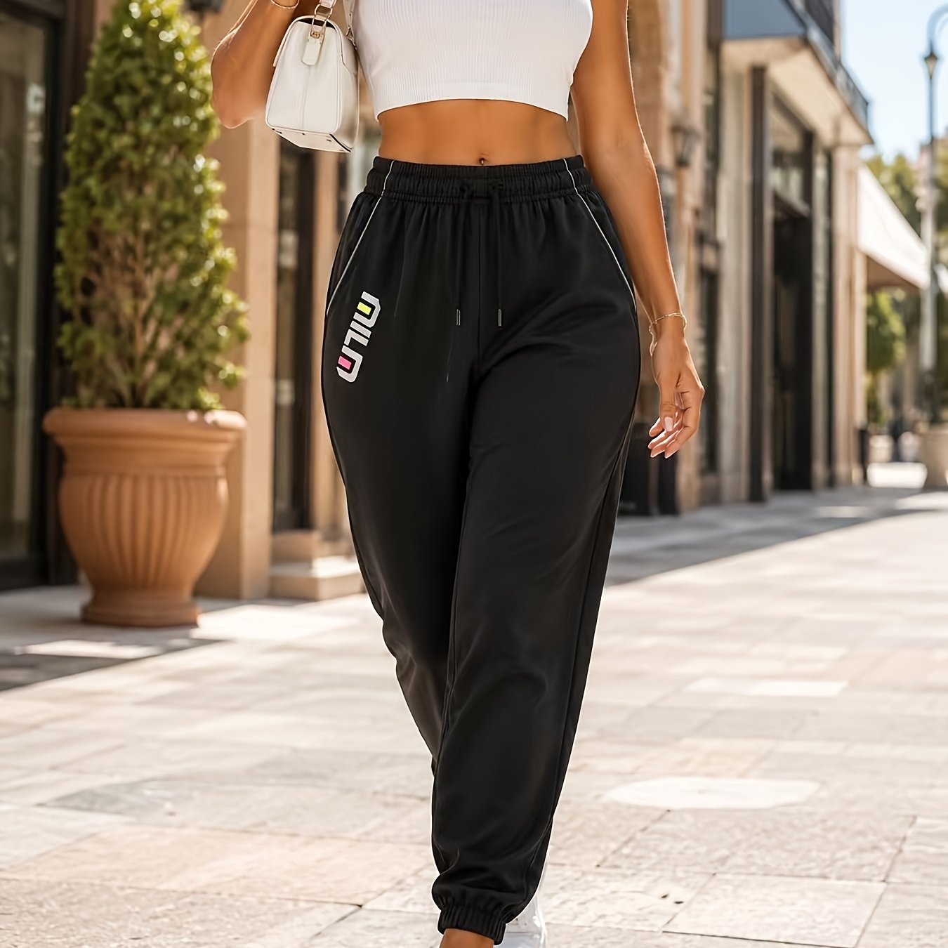 TEMU New Women's Fashionable Jogger Pants, Outdoor Sports & , Ankle Pants, Women's Sweatpants, Athletic Long Pants, Jogging Style, Solid Color