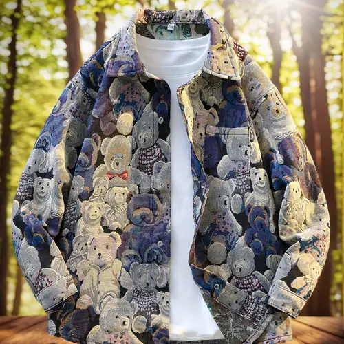 mens printed with jacquard fashionable and versatile made of high quality fabric soft in texture loose and comfortable coat