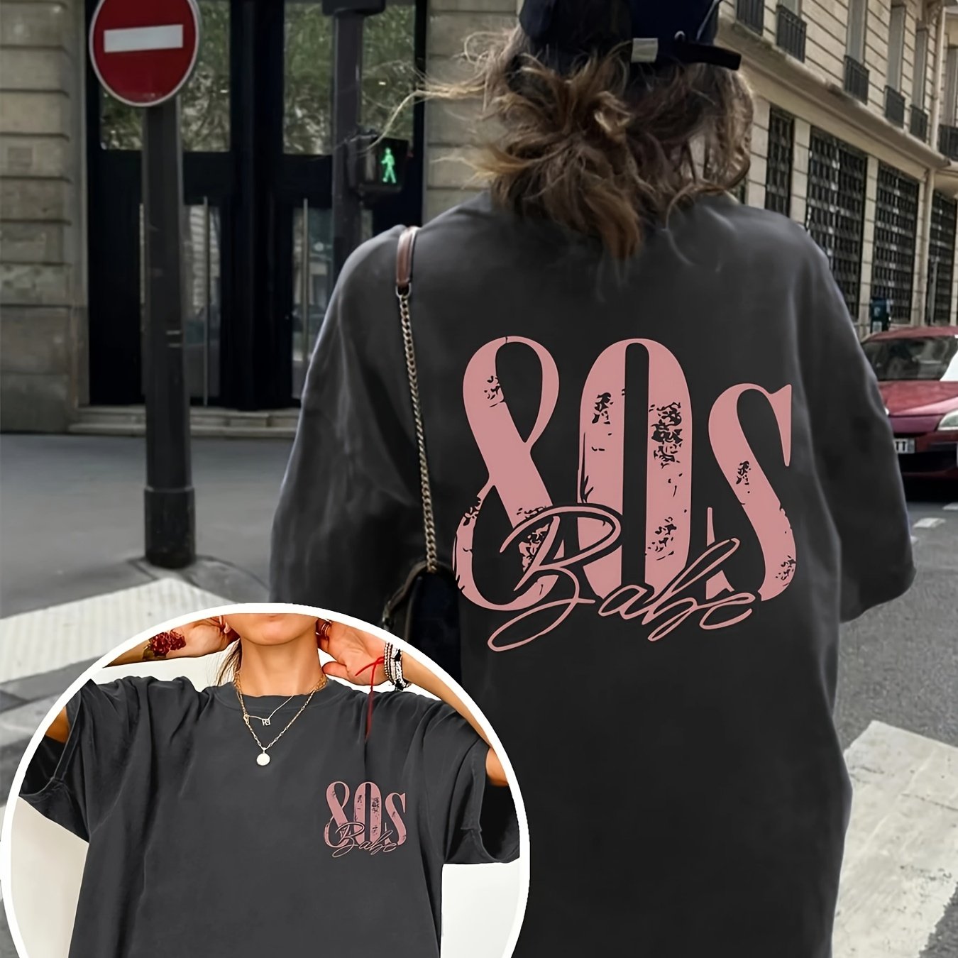 TEMU Plus Size Graphic Print T-shirt, Short Sleeve Crew Neck Casual Top For Summer & Spring, Women's Plus Size Clothing