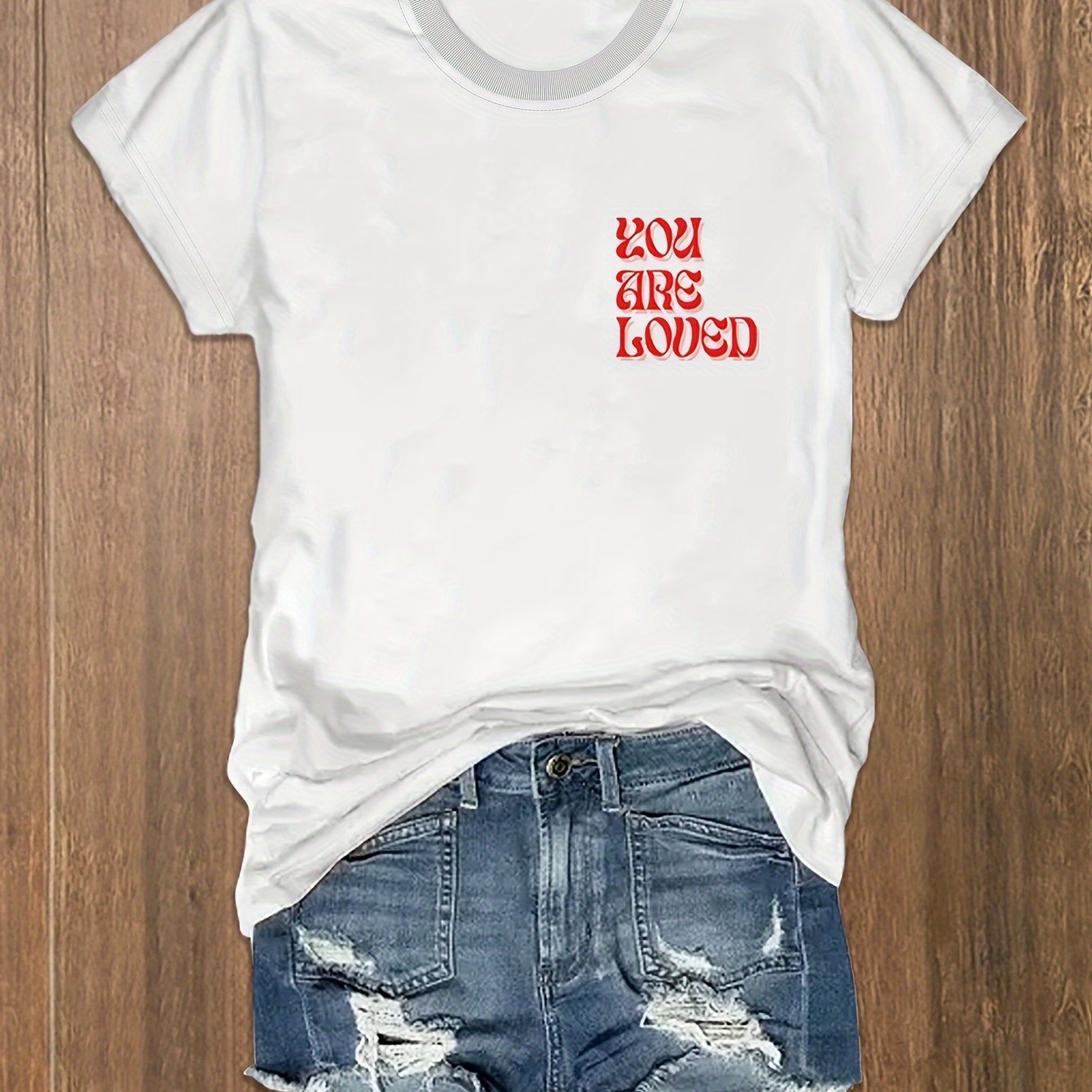 2610056 Round Neck Letter T-Shirt