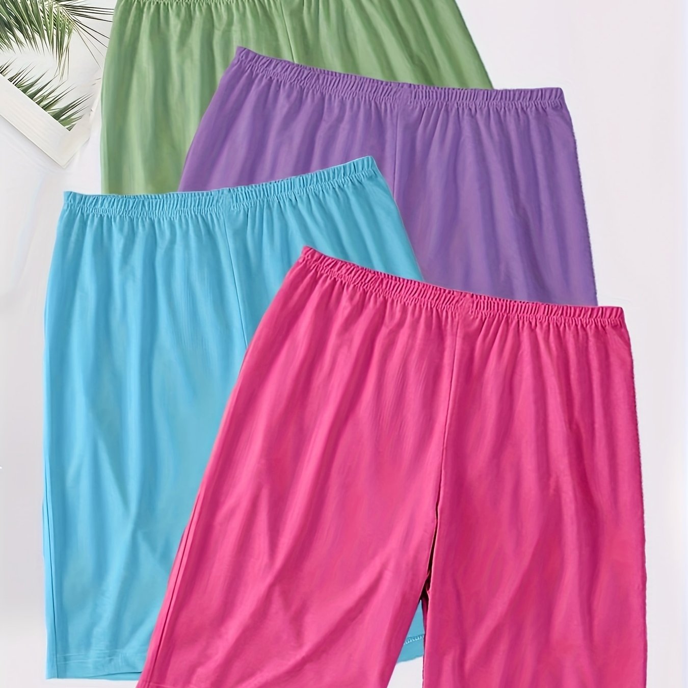 Four-pack Of Plus-size Solid Color Shorts