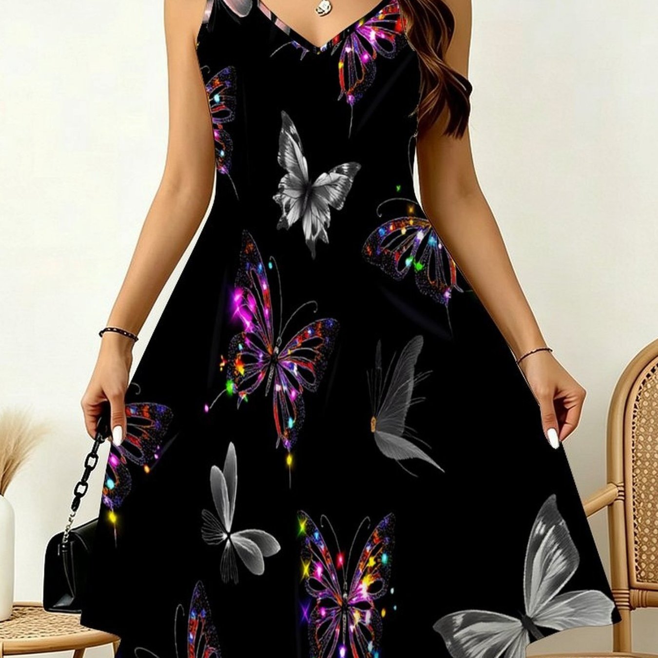 Plus Size, Ladies' Fashionable Large-sized Vest Dress, With A Double Swallow-tail , Is Stylish, Elegant And Versatile