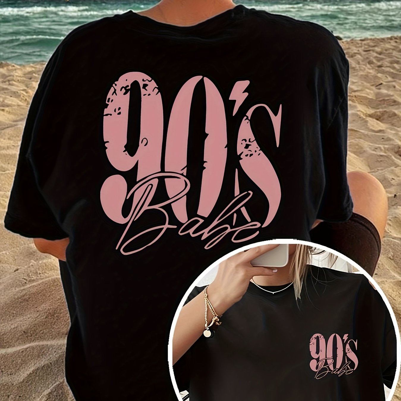 E-shop Plus-Size Grafikdruck T-Shirt, Kurzarm Rundhals Freizeitoberteil für Sommer & Frühling, Damenbekleidung in Übergrößen