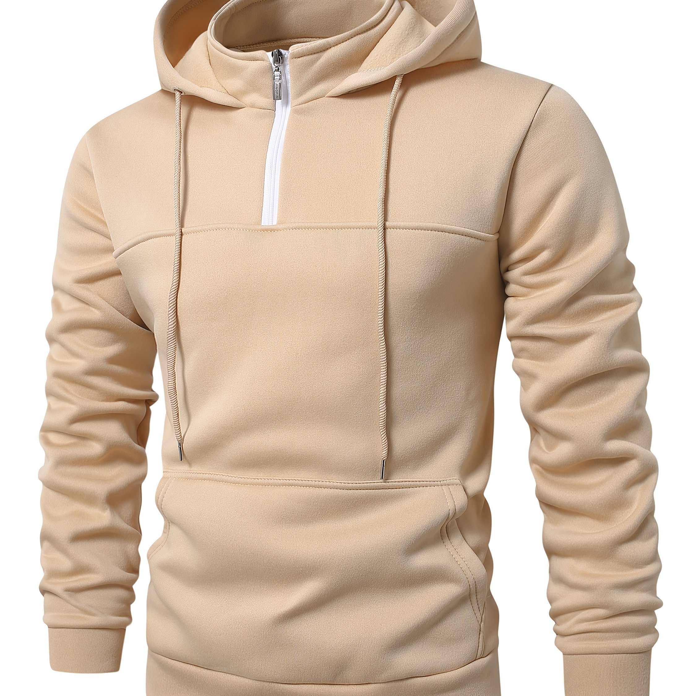 TEMU Autumn/winter 's Hooded Sweatshirt Half-zip Long Sleeve European Size -border Trendy Fashion Men' Color Hoodie