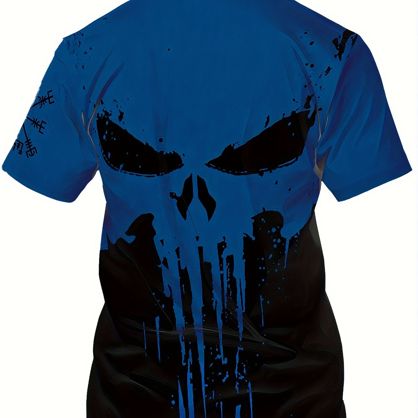 TEMU Skull Print T-shirt, Casual Short Sleeve Crew Neck Tee, Clothing For Summer Outdoor