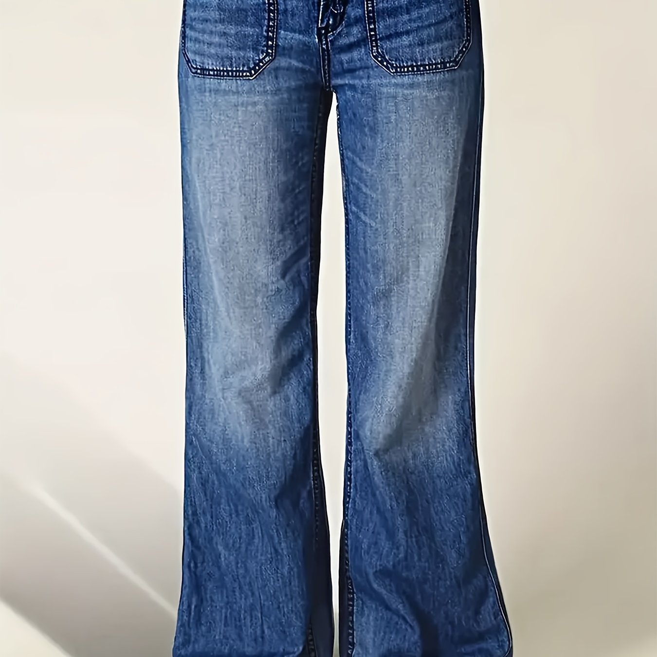 Women's Fashion Stretch New Low-rise Loose Jeans, Classic Washed Blue Wide-leg Comfortable Casual Pants -suitable For Home, Work, Dating, Shopping, Streetwear, Weekend Relaxation, Wear