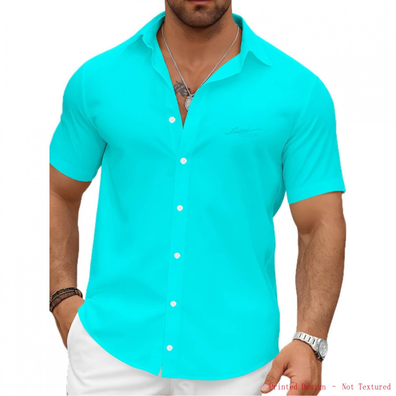 TEMU Printed Design - Non-textured Casual Men's Short Sleeve Shirt, Suitable For Daily Wear
