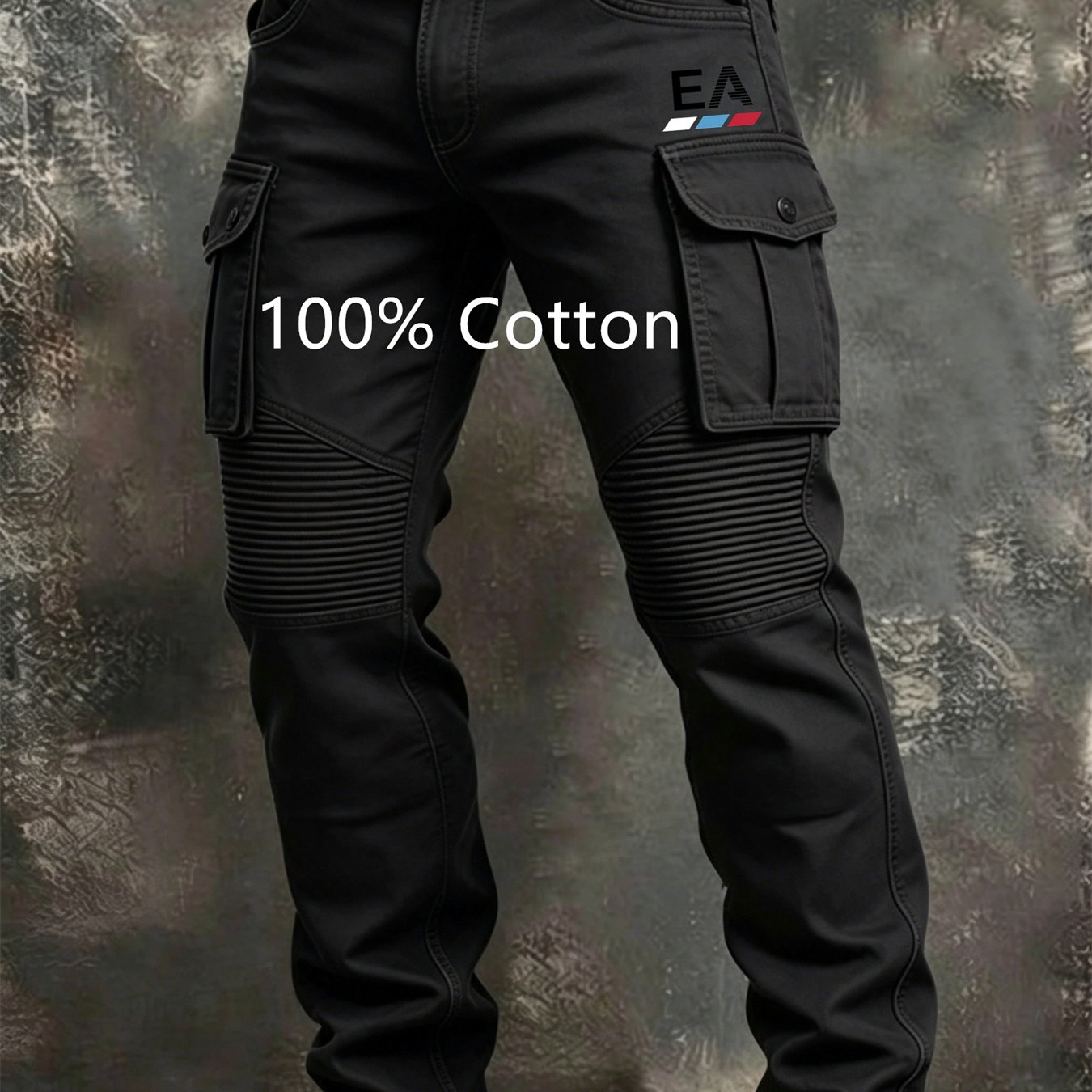 New 100% Cotton Spring-autumn Fashionable Solid-color Men's Workwear Long Pants, Casual Multi-pocket Jogging Commuting Pants