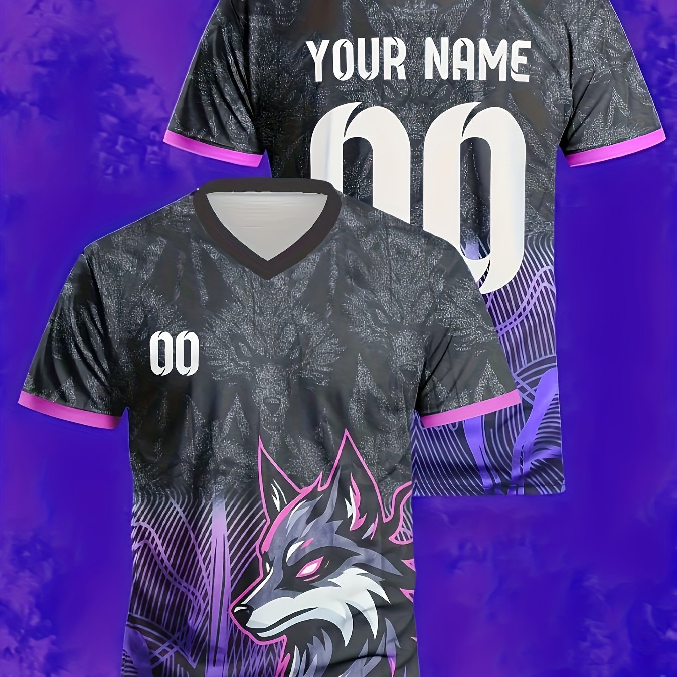 TEMU Maglia da allenamento da calcio personalizzata da - Scollo a stampa , sfumatura /viola/rosa, tessuto e traspirante, adatta per sport, e attivit�