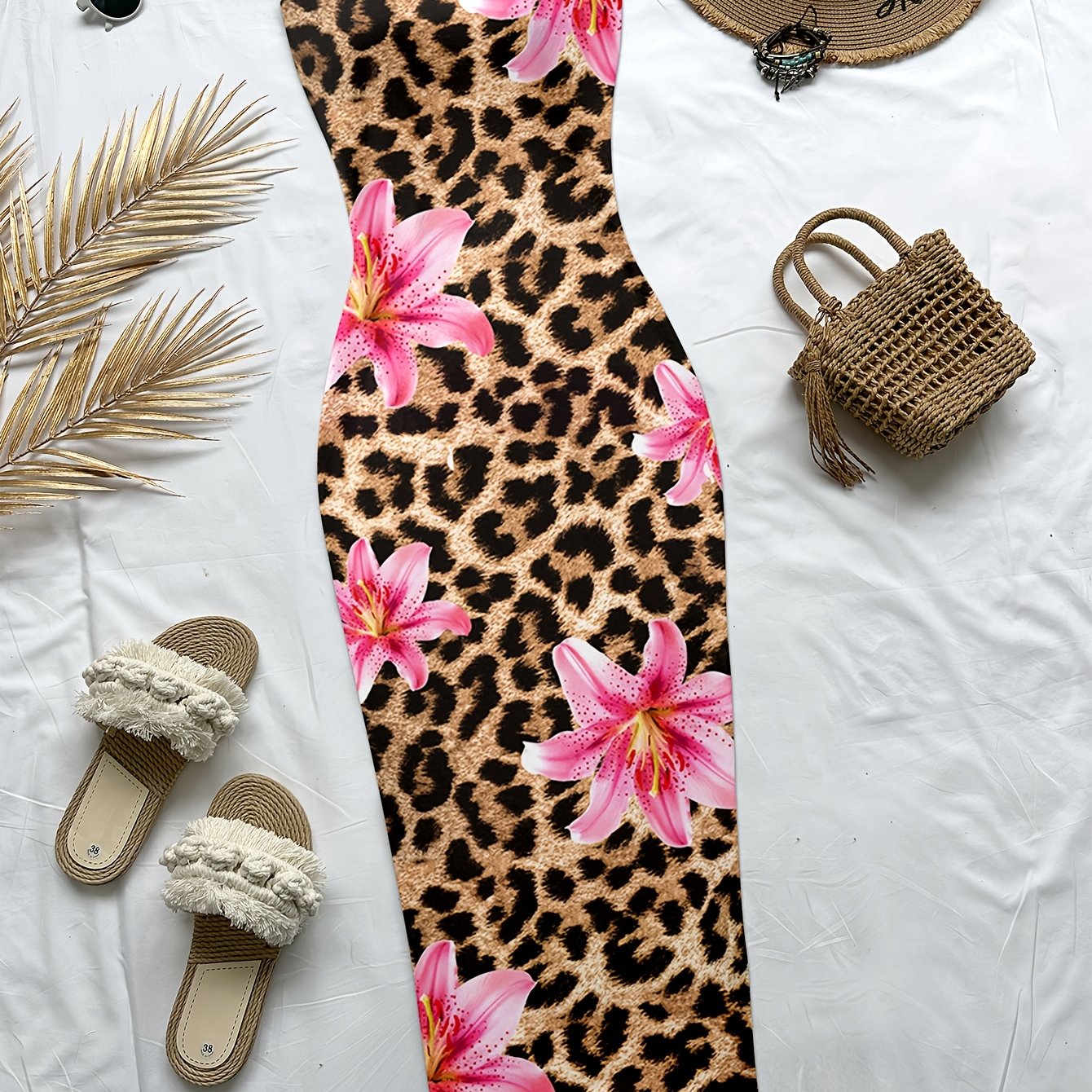 TEMU Vestido tubo midi ajustado sin tirantes con estampado, Novedad /Verano para mujer, para citas/vacaciones