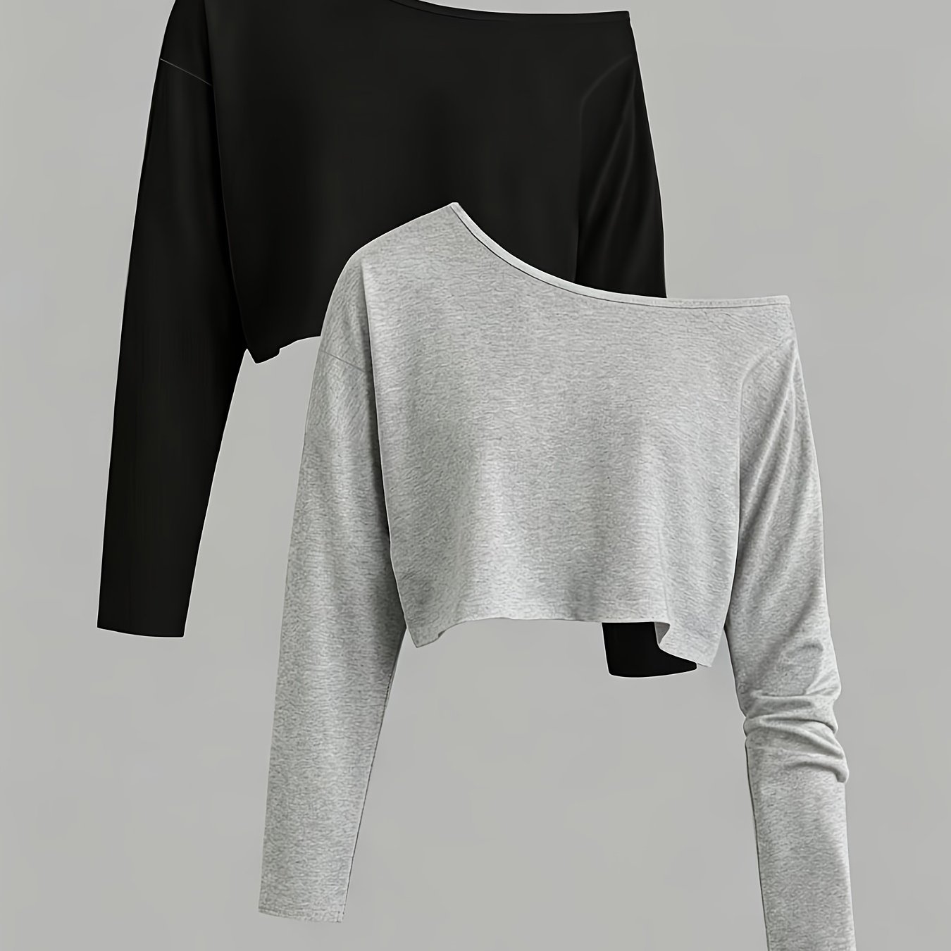 TEMU 2pcs Women' -shoulder Long Sleeve Versatile Casual Outerwear Tops
