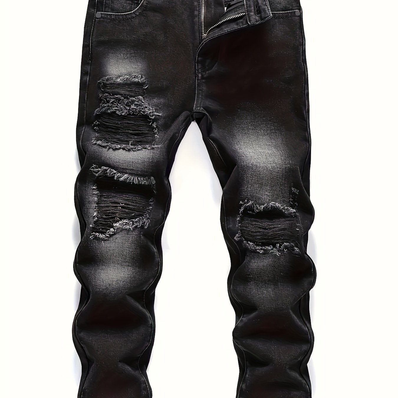 Image of Boys' Street Fashion Straight Distressed Casual Trendy Denim Long Pants