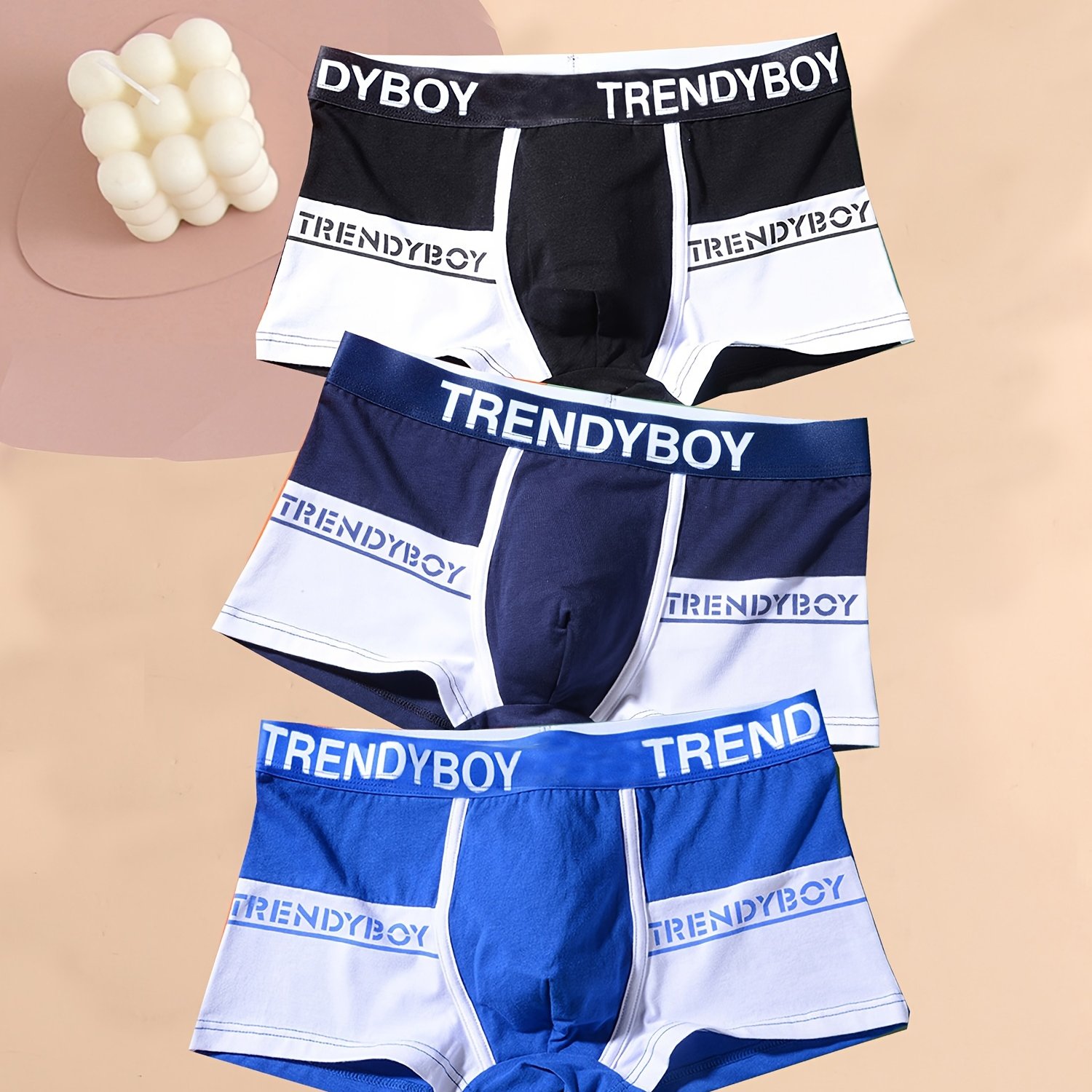 Men's Fashion Color Block Low Boxer Briefs Breathable - Temu Canada