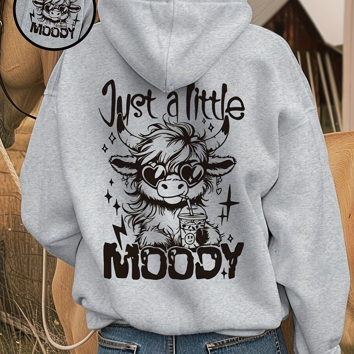 Casual Hoodie For Women Featuring An Adorable Cartoon Cow