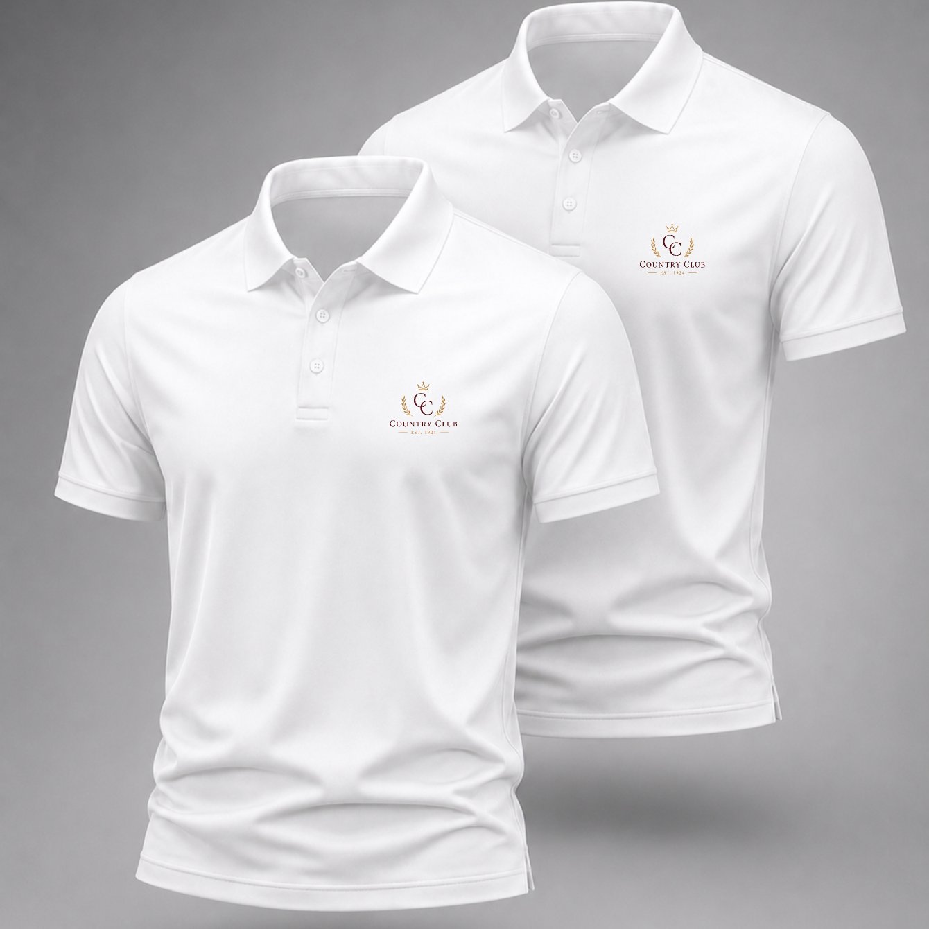 Image of 2pcs Men's Shirt Emblem Print Cotton Blend Shirt Classic Business Casual Men's Summer Golf Office Wear Gift For