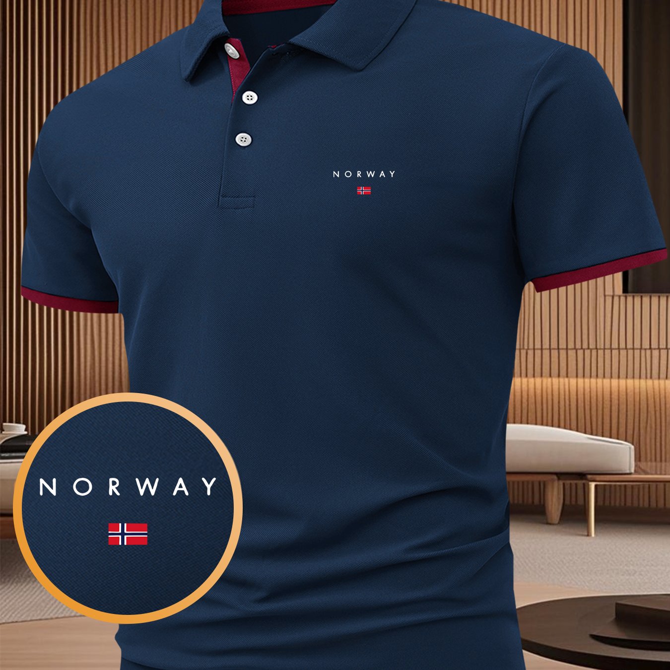 E-shop Herren-Poloshirt mit Sommer-Buchstaben- Nationalflaggen-Musterdruck, Revers Knöpfen, Outdoor-Sport Freizeit Business bequemes Kurzarm-Oberteil