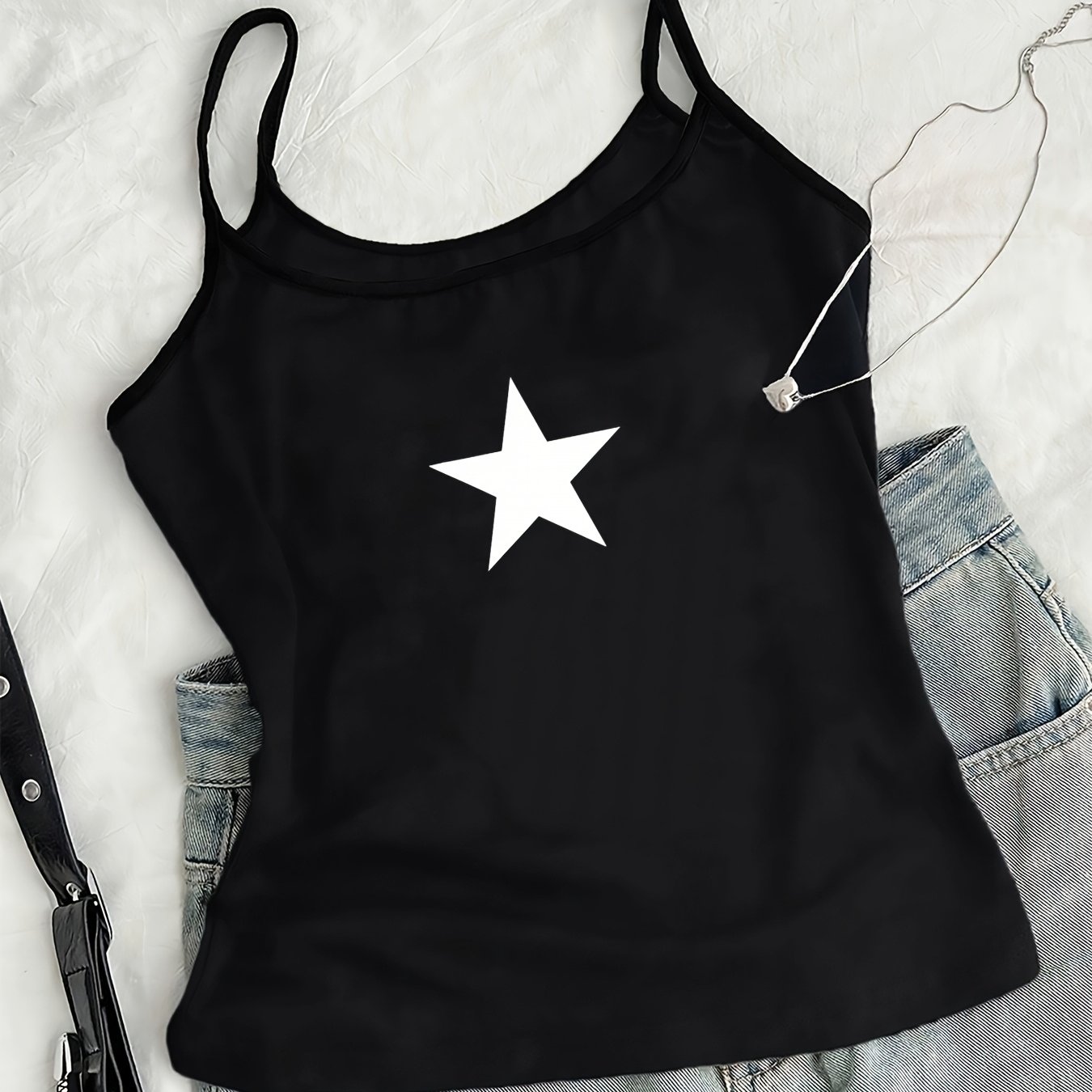 TEMU Y2k Style Printed Camisole, Made Of 220g/mÂ² Fabric