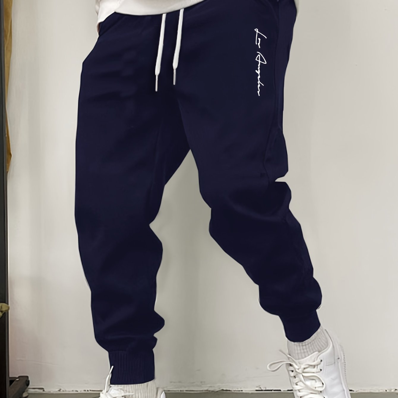 TEMU Men's Maroon Geometric Print Joggers - Elastic Cuff Casual Sweatpants With Drawstring Waist, Machine Washable Winter Outdoor Pants For Gym &
