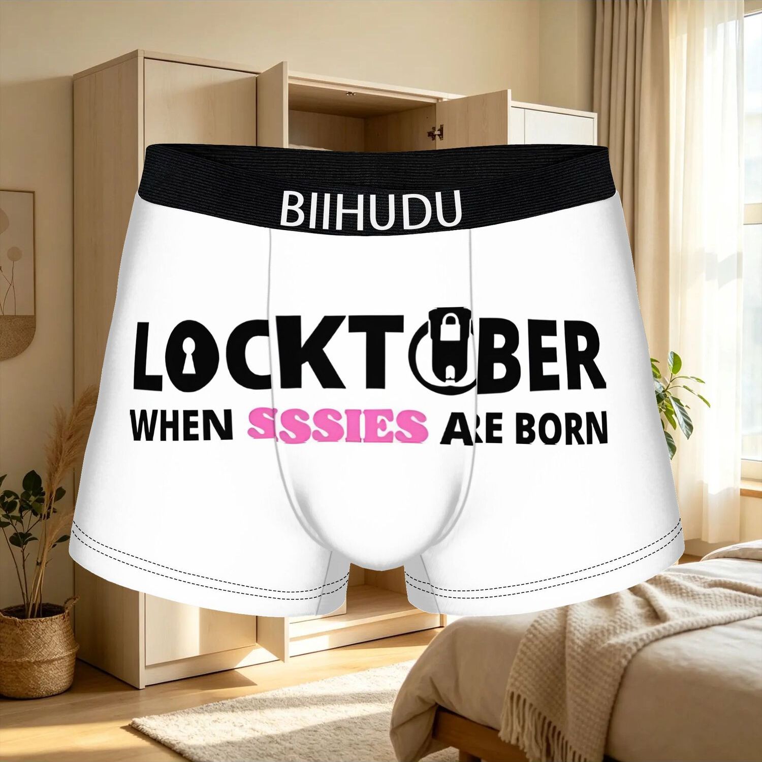 TEMU 1pc Locktober When Sissies Are Born Biihudu Underpants Breathable Panties Men Underwear Ventilated Shorts Boxer Briefs
