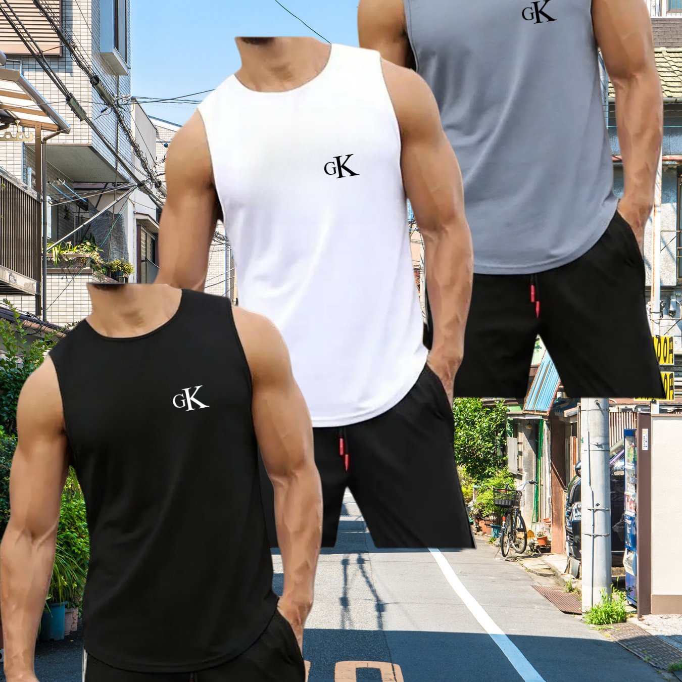 TEMU 3pcs Pc (3-rollout For /3pcs Order) Men's Breathable Moisture-wicking Tops Suitable For Fitness, Gym & Casual Wear - Classic Gk Letter Print