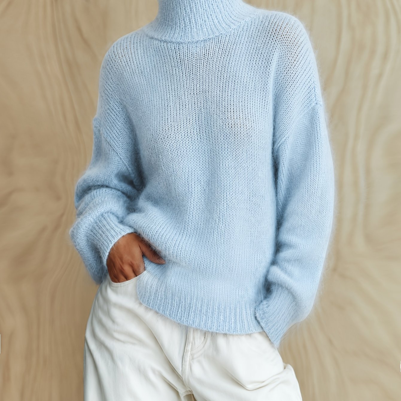 TEMU Pull à col pour femme, haut décontracté à manches longues pour , convient pour un en extérieur en automne et en hiver