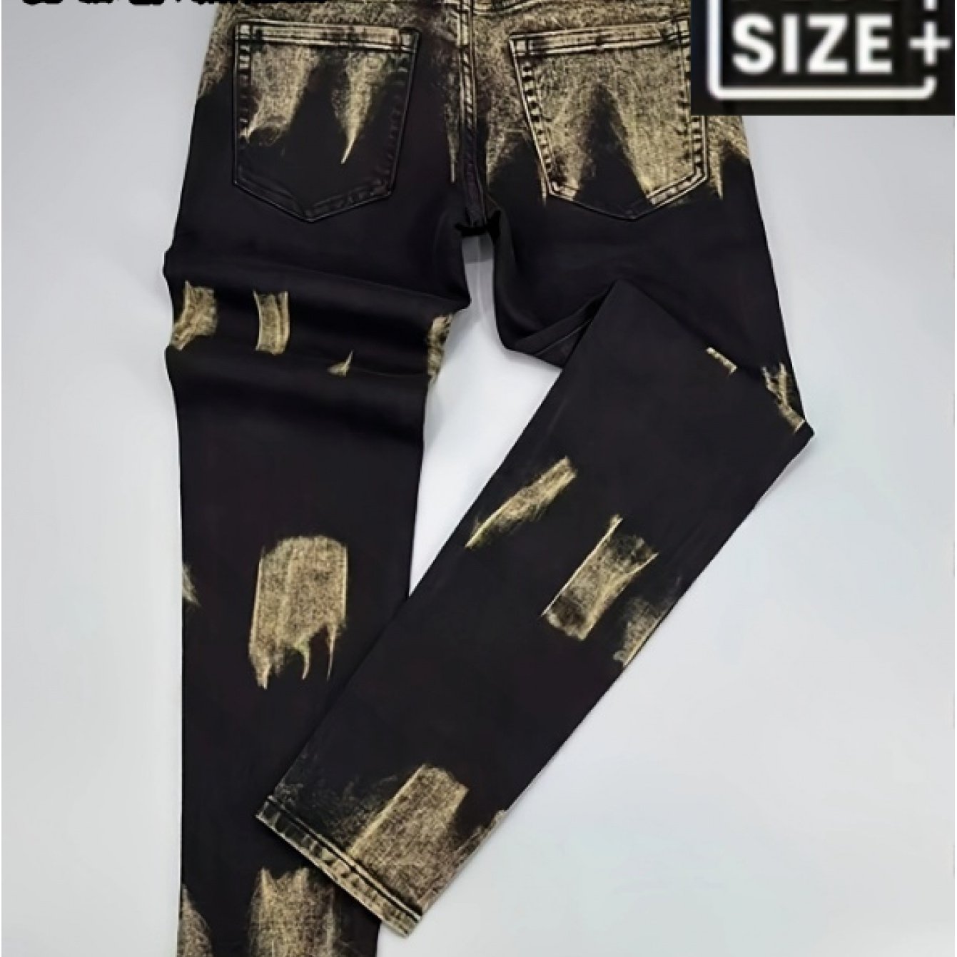 Image of [hme] Men's Straight-leg Casual Jeans, Gradient, Mid-rise Stretch Slim Fit, Heavy Washed Fade-resistant, Elastic Fabric Machine Washable, Plus Size, All-match Trendy Style