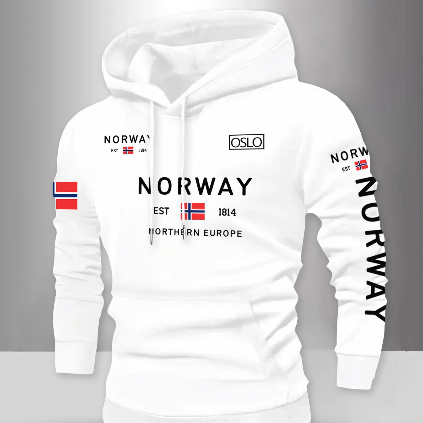 New Multi-image Pattern Heat Transfer Sweatshirt For Men, Loose 's -lined Hoodie, Casual Outerwear