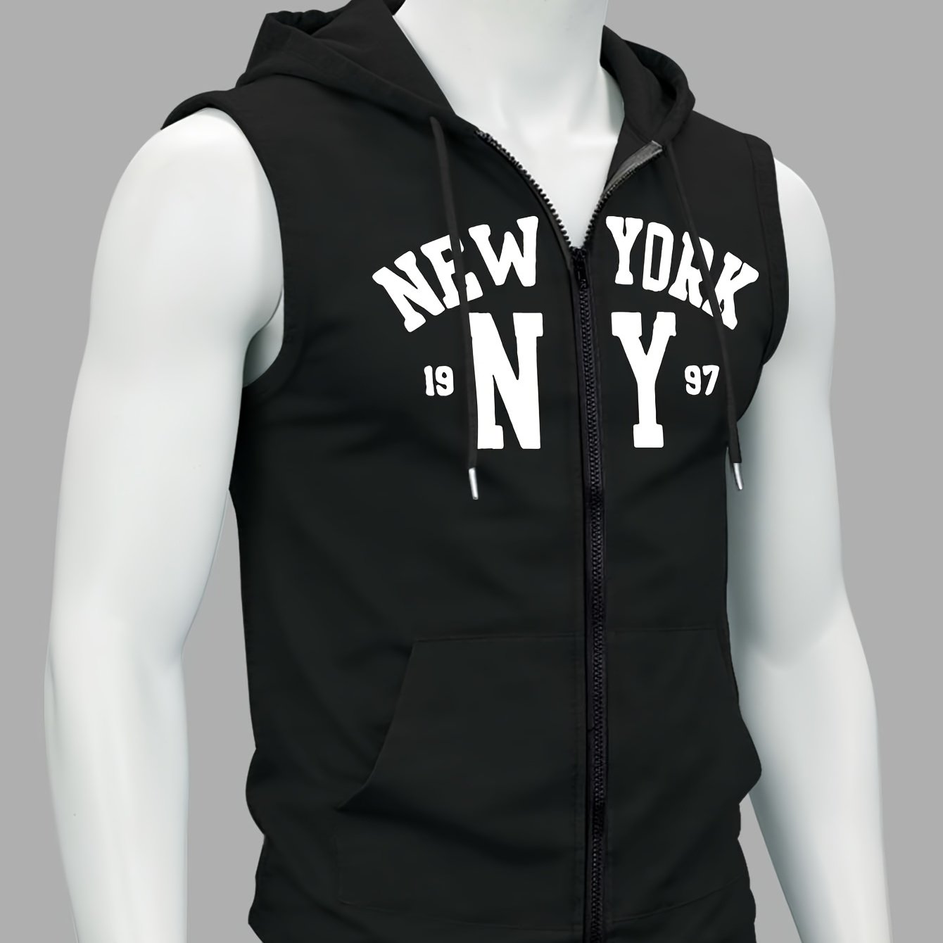 TEMU Trendy Brand Fitness Breathable Fabric Easy Athletic Outdoor Leisure Multicolor Zipper Style Hooded Vest