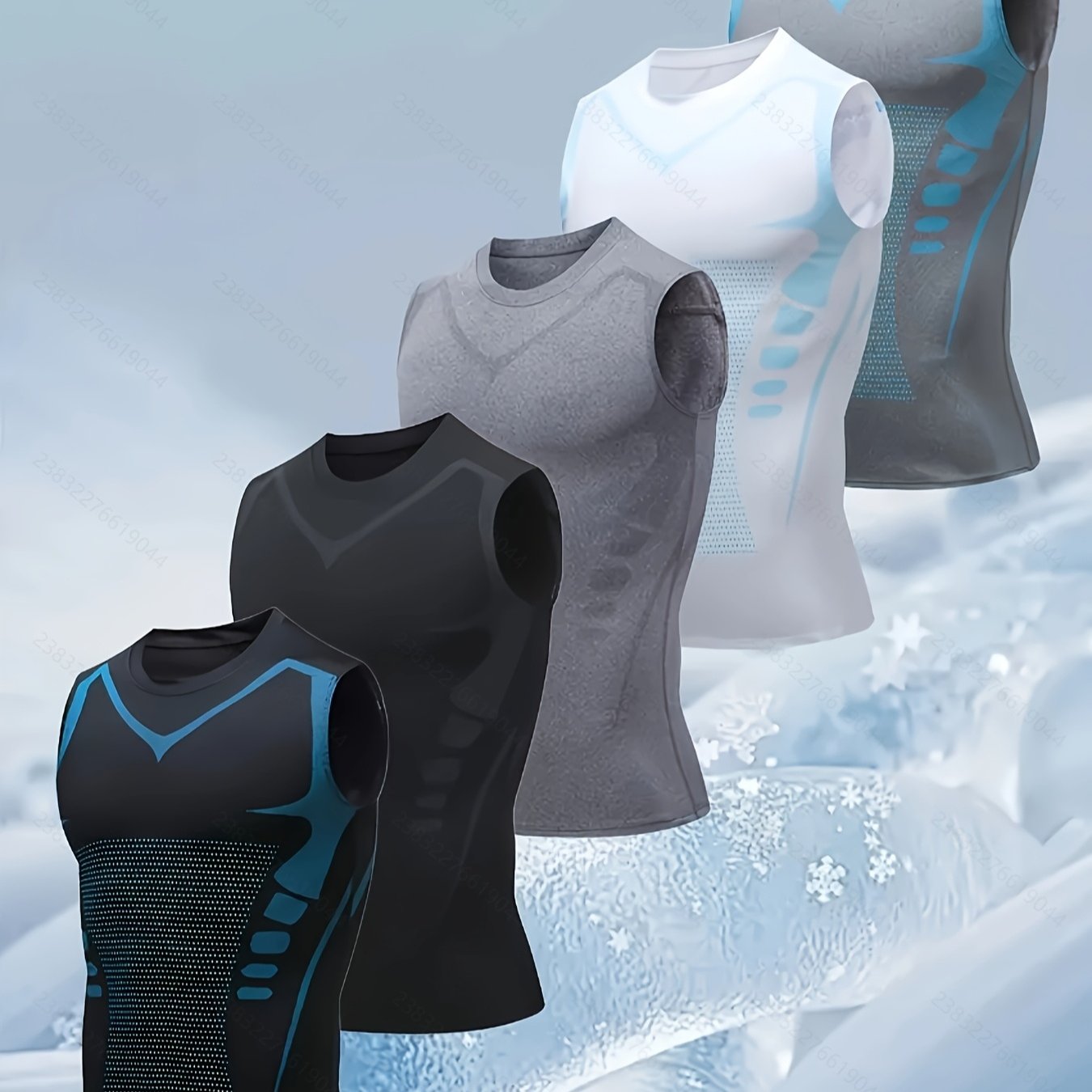 5pcs Men's Compression Workout Vest: Style. Quick-drying And Breathable + Moisture-wicking. High Printed Design. Sleeveless And Form-fitting Style. Suitable For Running, Cycling, And Fitness.