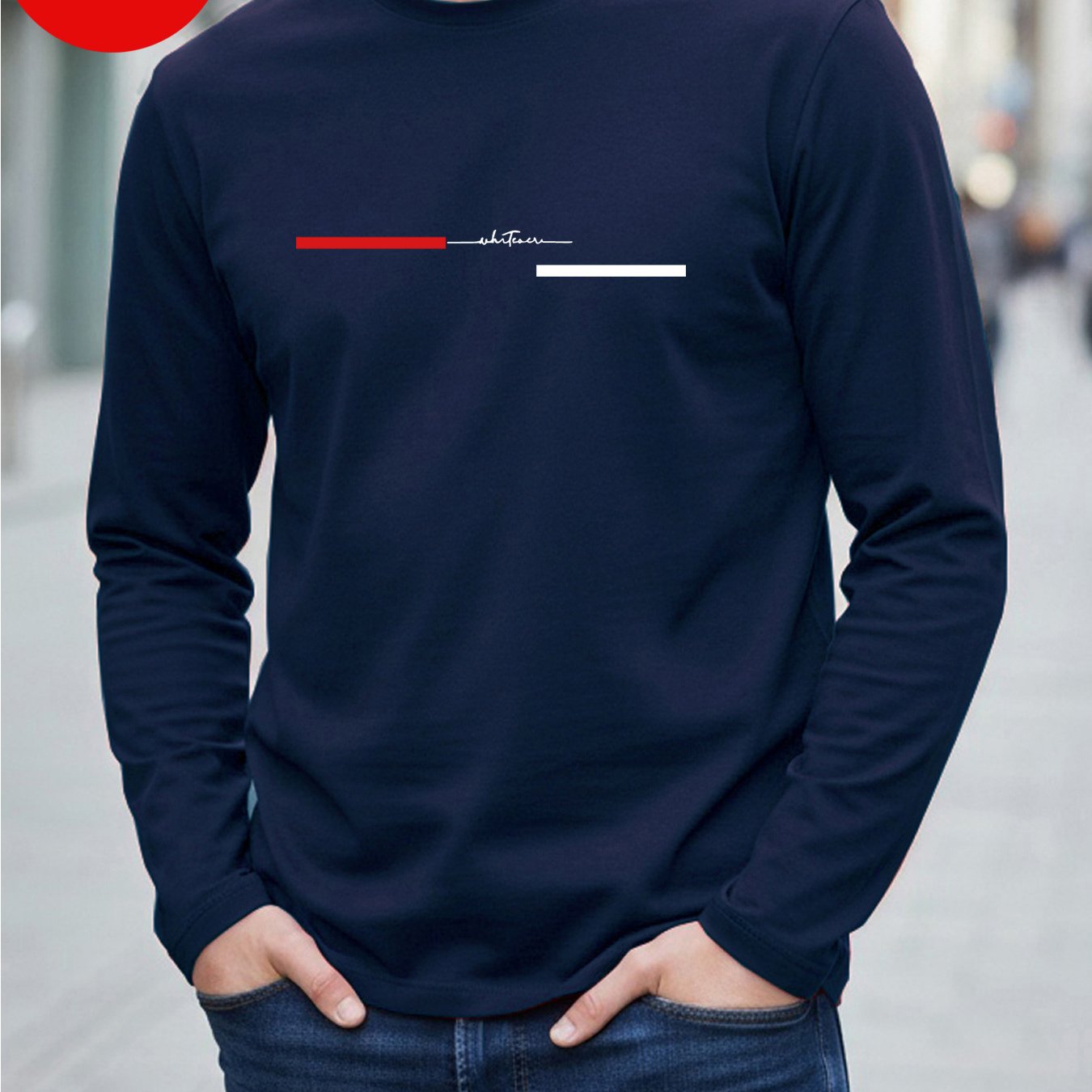 Image of 100%, Men's Long-sleeve T-shirt For Spring And Autumn, Featuring A Stylish Paris Stripe Print Pattern, In Wine Red/green/dark Blue. Made Of Fabric For Comfortable Wear, Suitable As A Holiday Gift