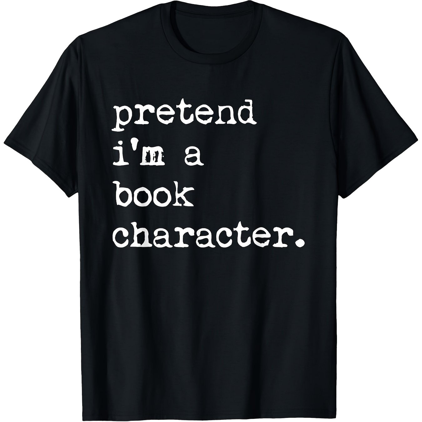 TEMU Men's Funny Pretend I'm A Book Character Graphic T-shirt, Black Casual Tee For Halloween Costume Parties And Casual Attire For Halloween T-shirt