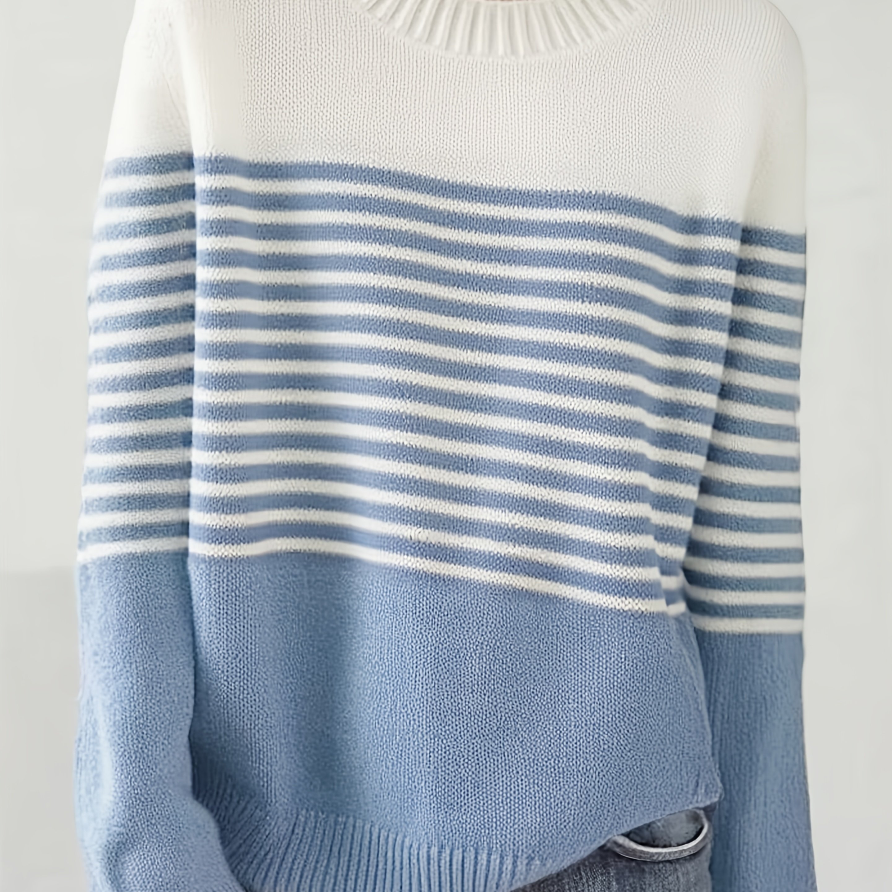 TEMU Women's Stylish Striped Color- Casual Long-sleeve Top