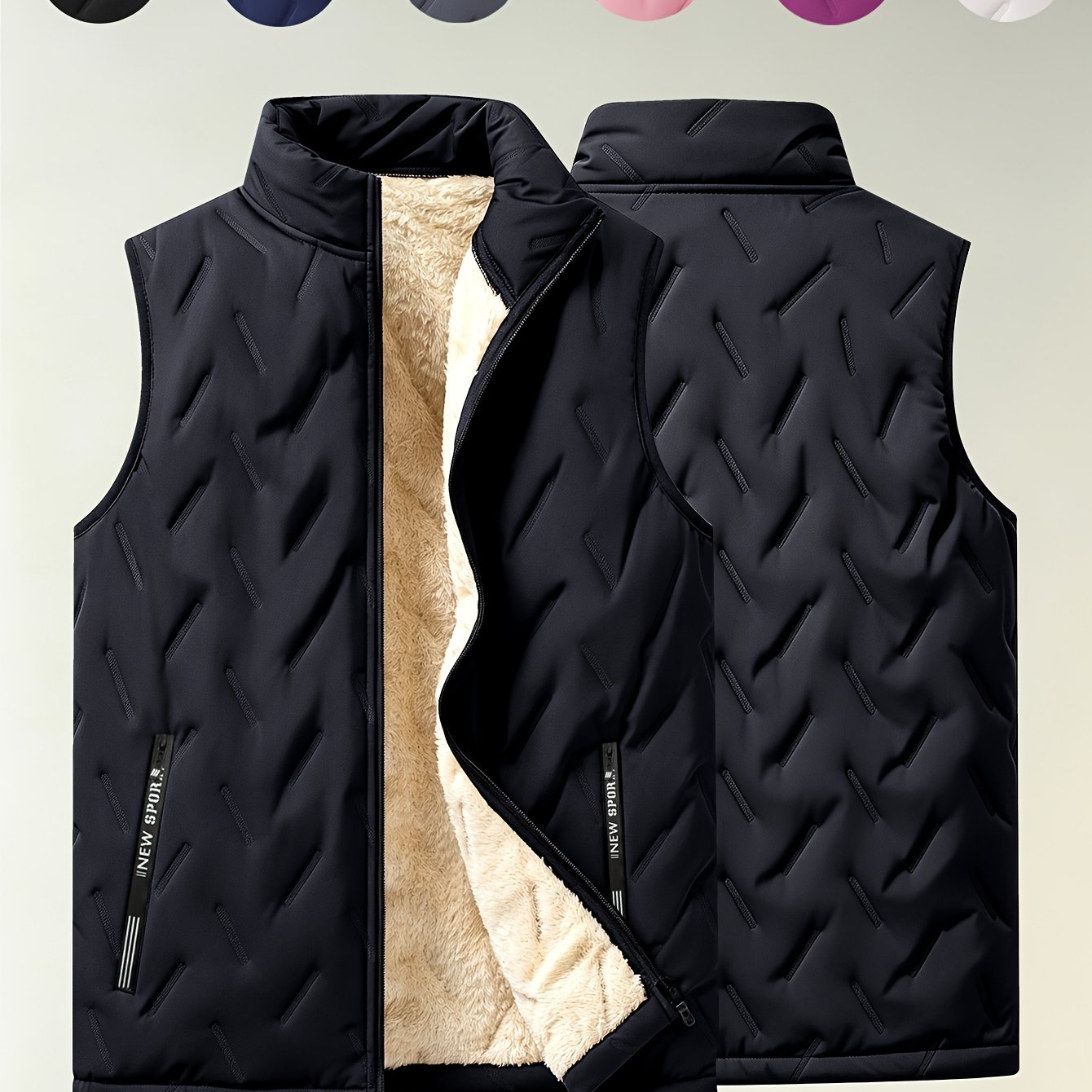 TEMU New Women's Fleece Lined Thick Vest, Stand Collar Sleeveless Jacket, Warm Winter Vest For Daily Commute