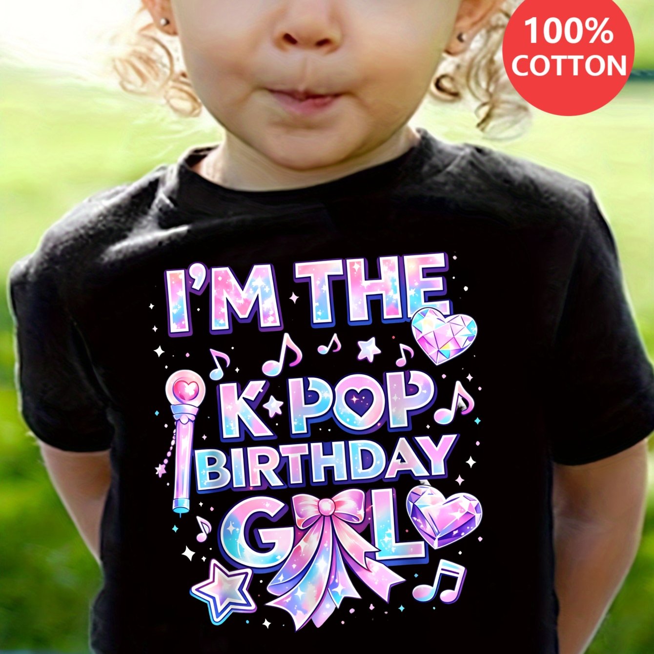 Image of 1pc New Kid I'm The K Pop Birthday Girl Short Sleeved 100% Cotton T-shirt Comfy Casual Cute Kids Clothes For Girls For Gift