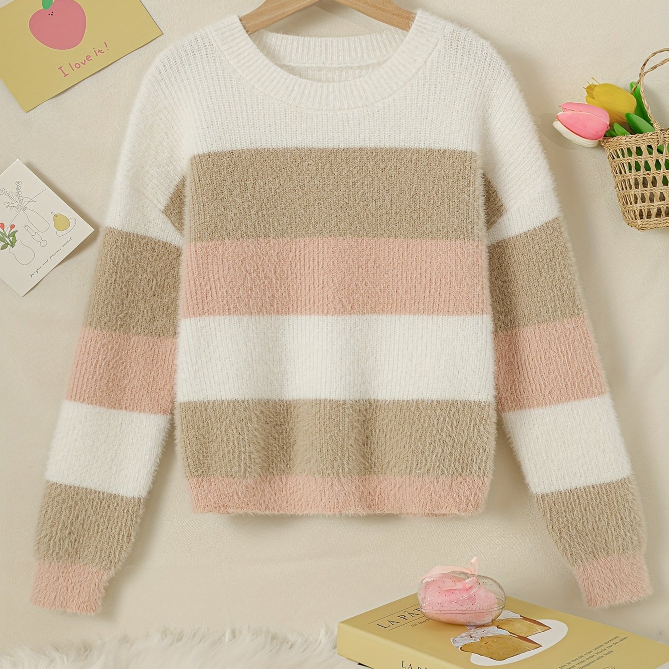 Image of (halloween) Soft, Warm, And Fashionable Mink Shirt/knitted Sweater That Girls Love For Spring/autumn/winter As A Gift For Children This Year. A Must-have Item For Parents, Suitable For Girls Aged 7-14