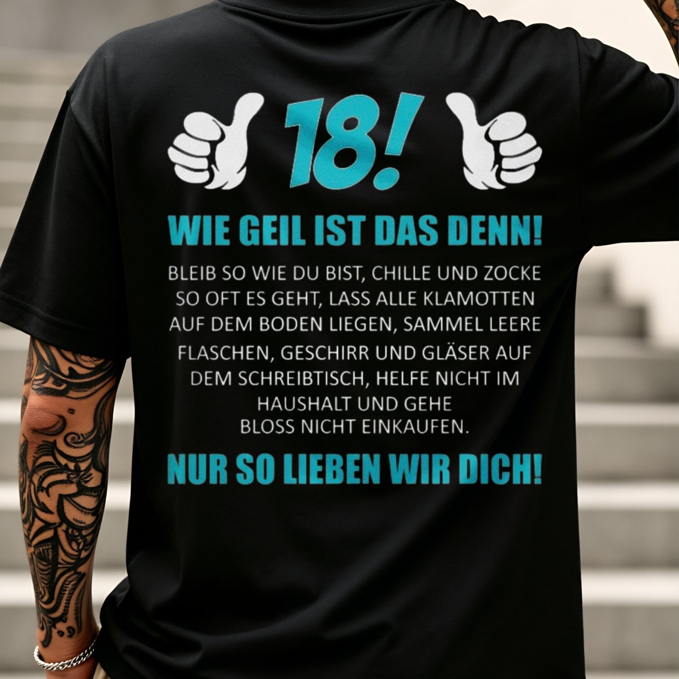 Image of 18th Birthday 18 Year Old Boy ? T-shirt Eyecatching Edgy Stylish Sporty Short-sve T-shirt Printed Eco Back Print T-shirt