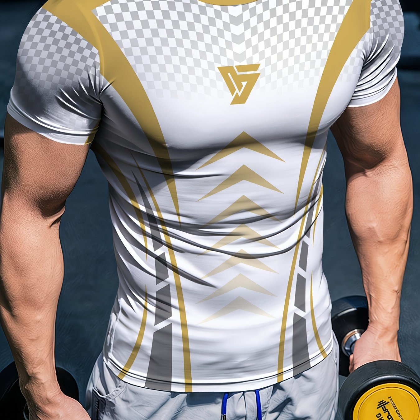 TEMU Competition Men's Body-hugging Training Base Layer, Compression Base Layer, [printed Design â Not Textured] Printed T-shirt, Breathable,