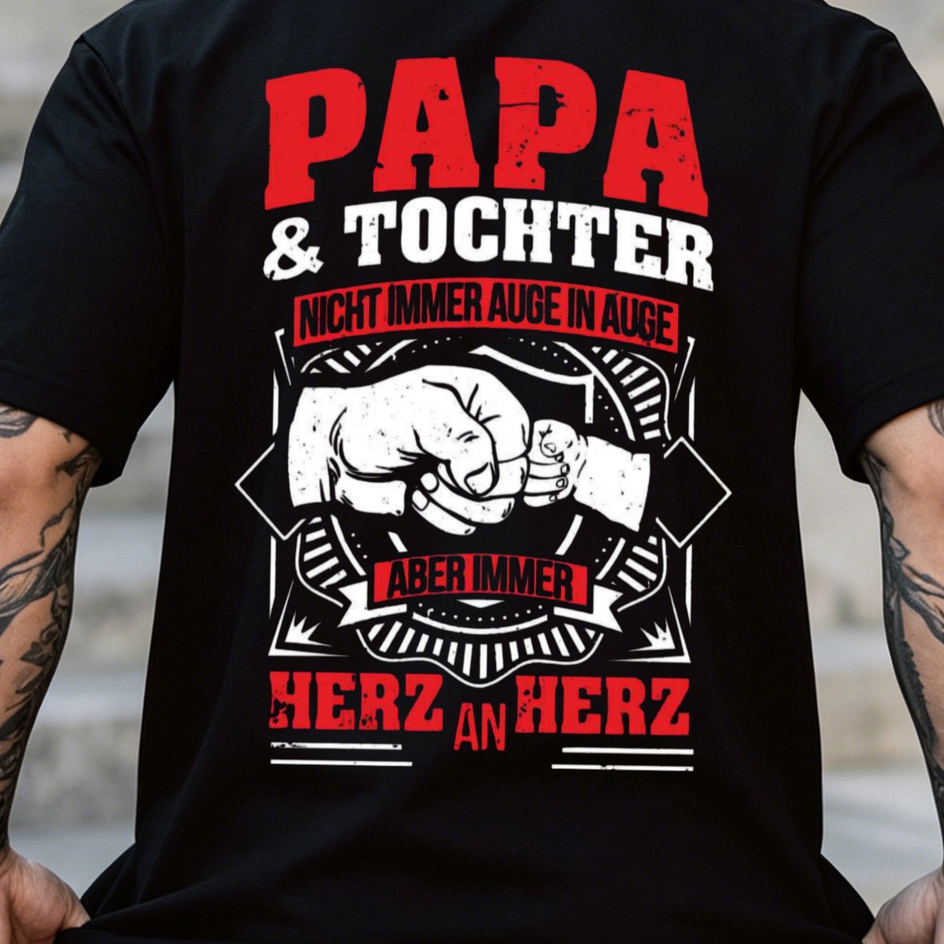 Image of Trendy Back Print New Style Funny Papa And Daughter Design Unisex T-shirt Black Casual Casual Attire Father Daughter Gift 100 Cotton Fashionable Versatile Short Sleeve Top