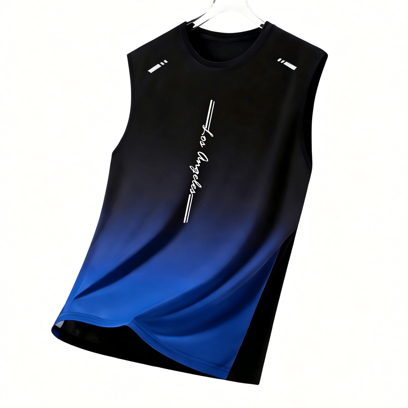 TEMU Gradient Quick-dry Men's Sleeveless Tank Top, Versatile Outdoor Running Training Sports Shirt, Casual, Multiple Colors Available, Gift Option