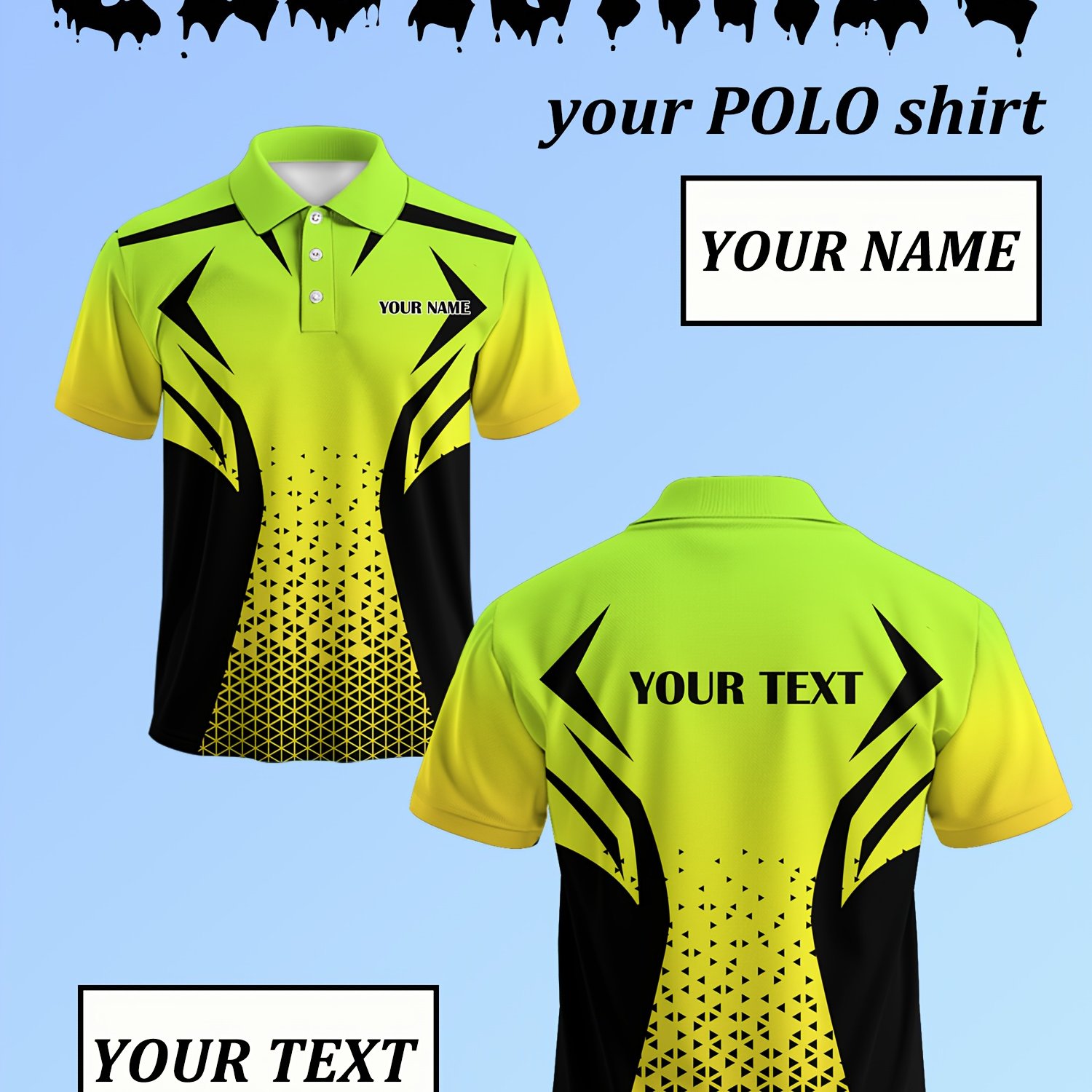 TEMU Customizable Men's Work And Competition Themed Shirt, Personalized Name And Text, Suitable For Work Or Casual Daily Wear, Team Uniform