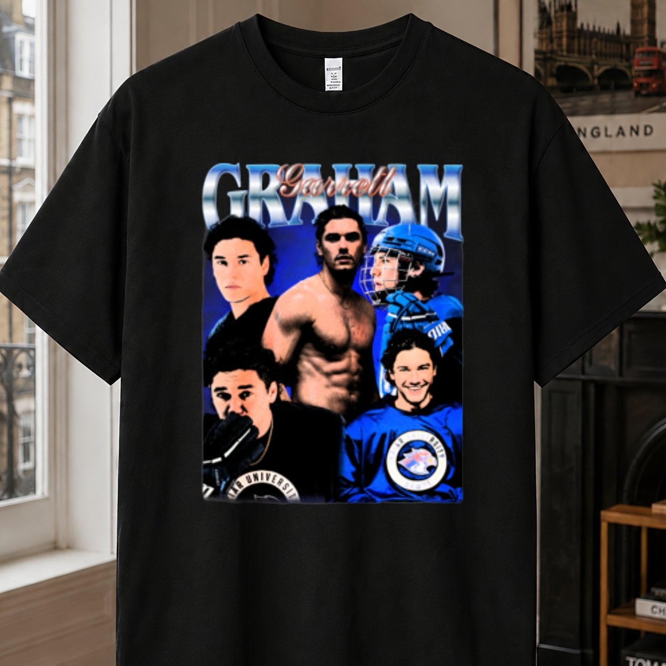 Men's Graham Collage Portrait T-shirt - Cotton Loose Fit Round Neck Casual Shirt With Iconic Portrait Print, Suitable For - Wear, Machine Washable & Everyday Outfits (new Arrival), Plus Size