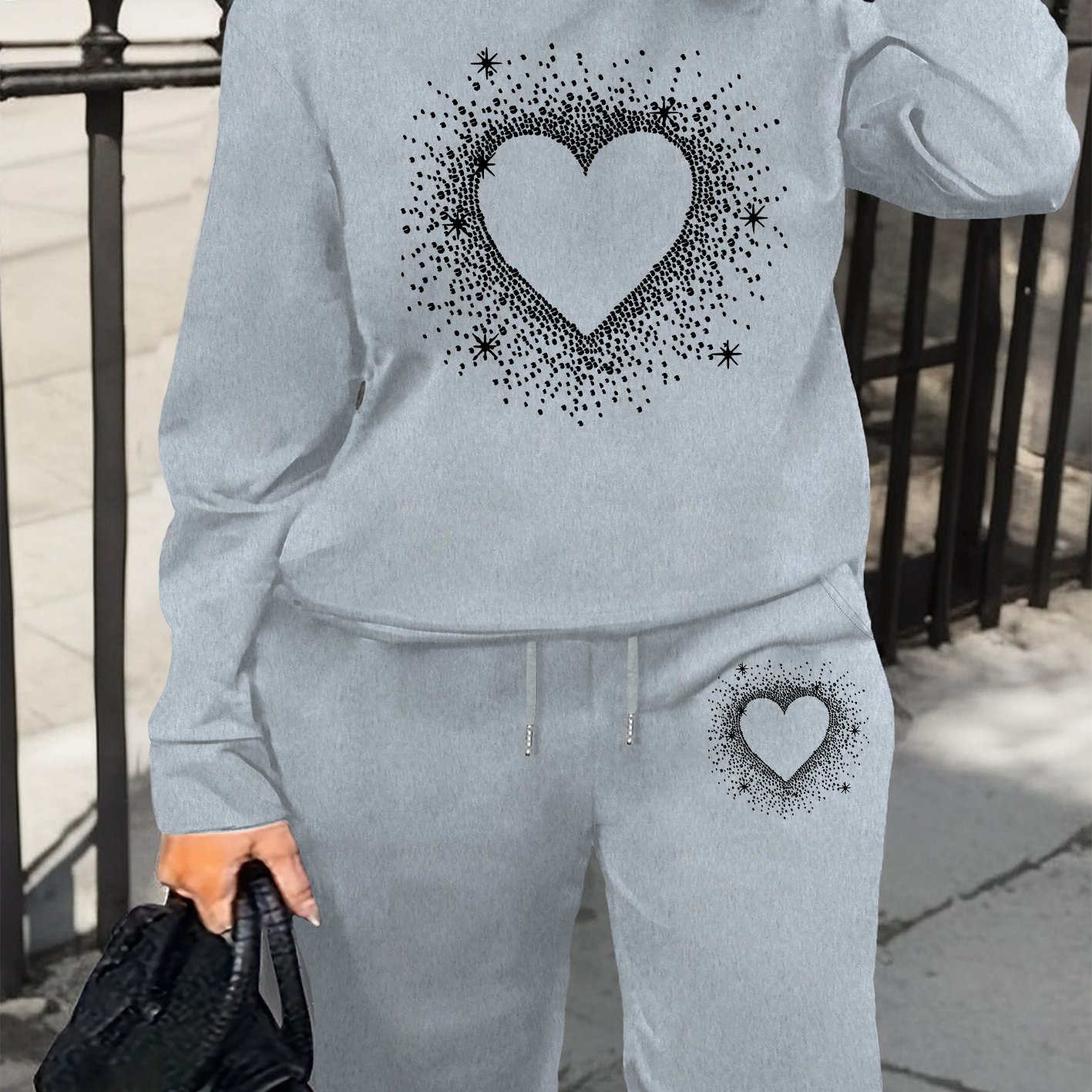TEMU Graphic Print 2 Piece Set, Crew Neck Sweatshirt & Pants, Women's Clothing