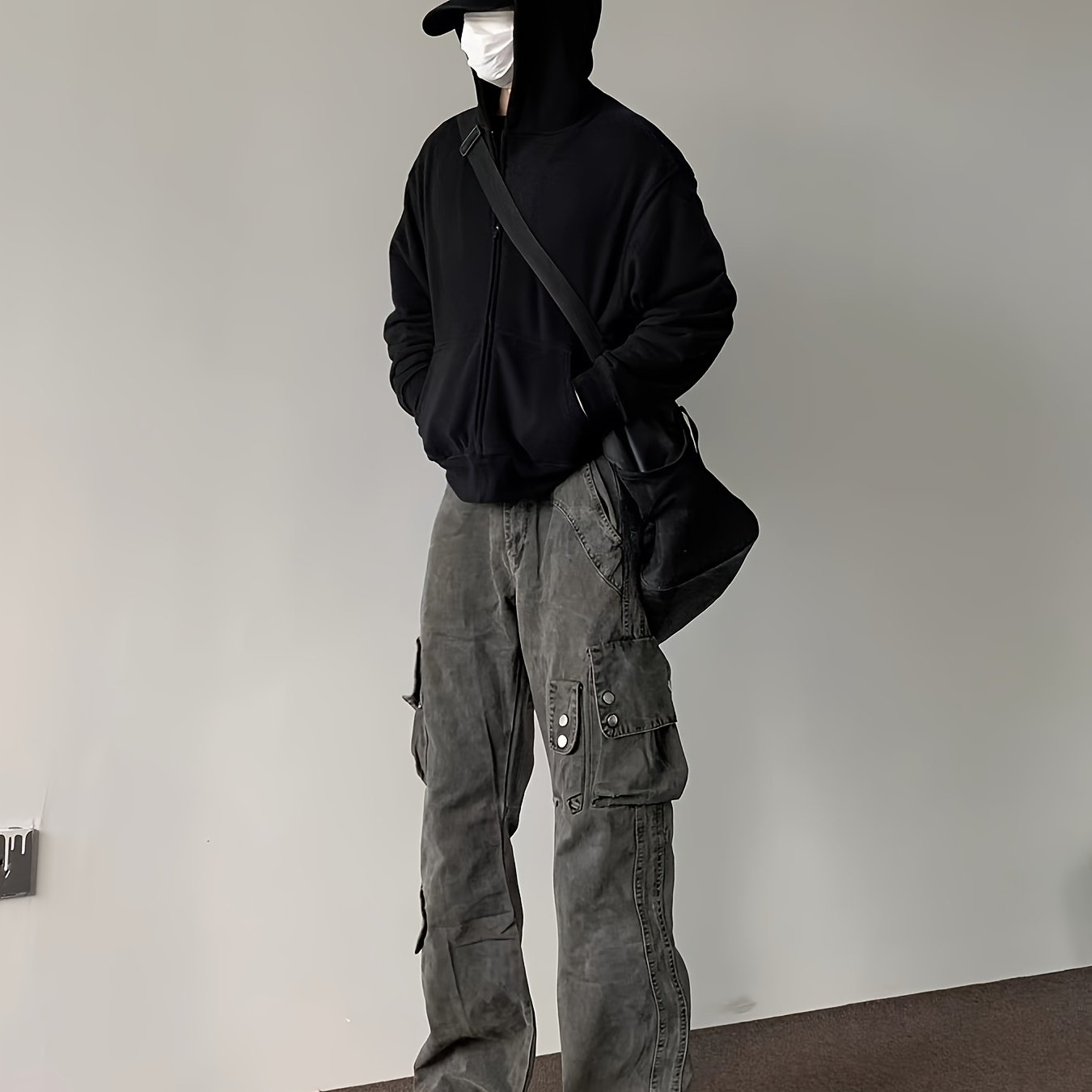 TEMU ハイストリートスタイルのメンズとレディースデニムパンツ | 多ワイドパンツ | オールに適したシンプルなカラーのカジュアルなロングパンツ