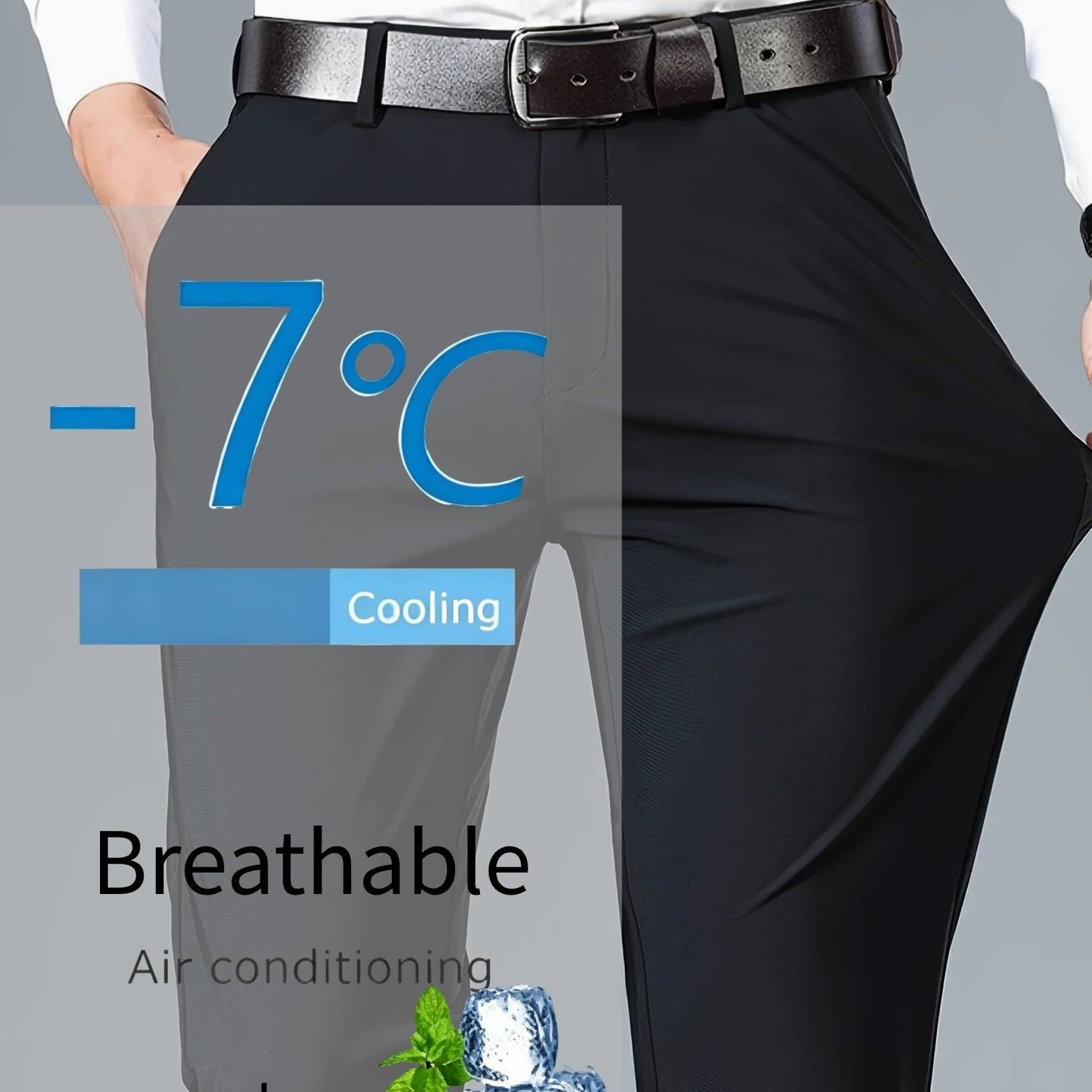TEMU Men's Professional Business Stretch Breathable Dress Pants, Casual Long Trousers, Loose Fit Versatile Straight-leg Suit Pants For Office Workers