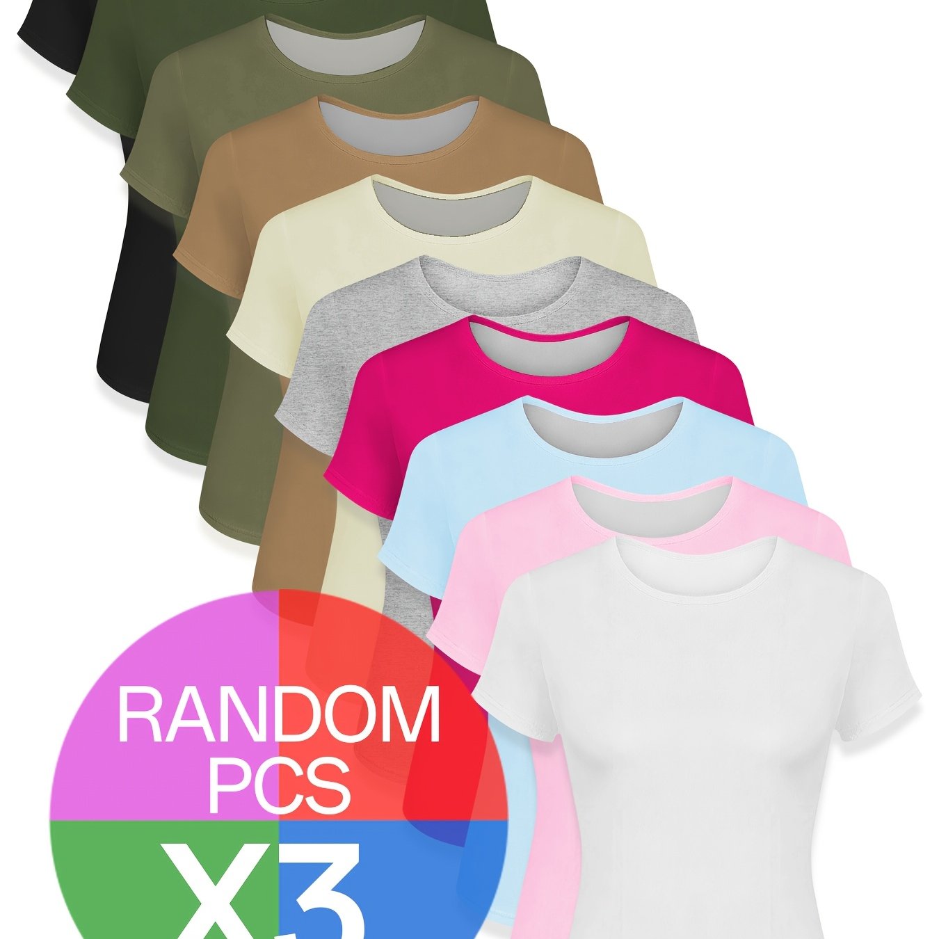 TEMU 3pcs Random Round Neck Casual Women's Inner Wear New Style