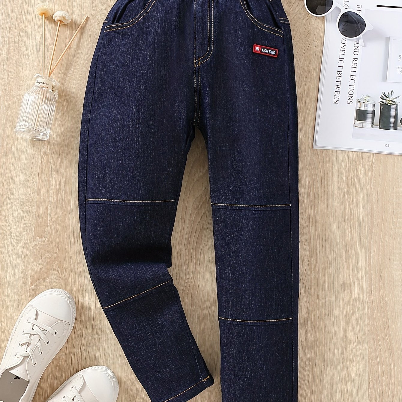 Boys' Trendy Regular Mid-waist Jeans, And Autumn Trousers, Big And Medium Skinny Jeans, Denim Long Trousers