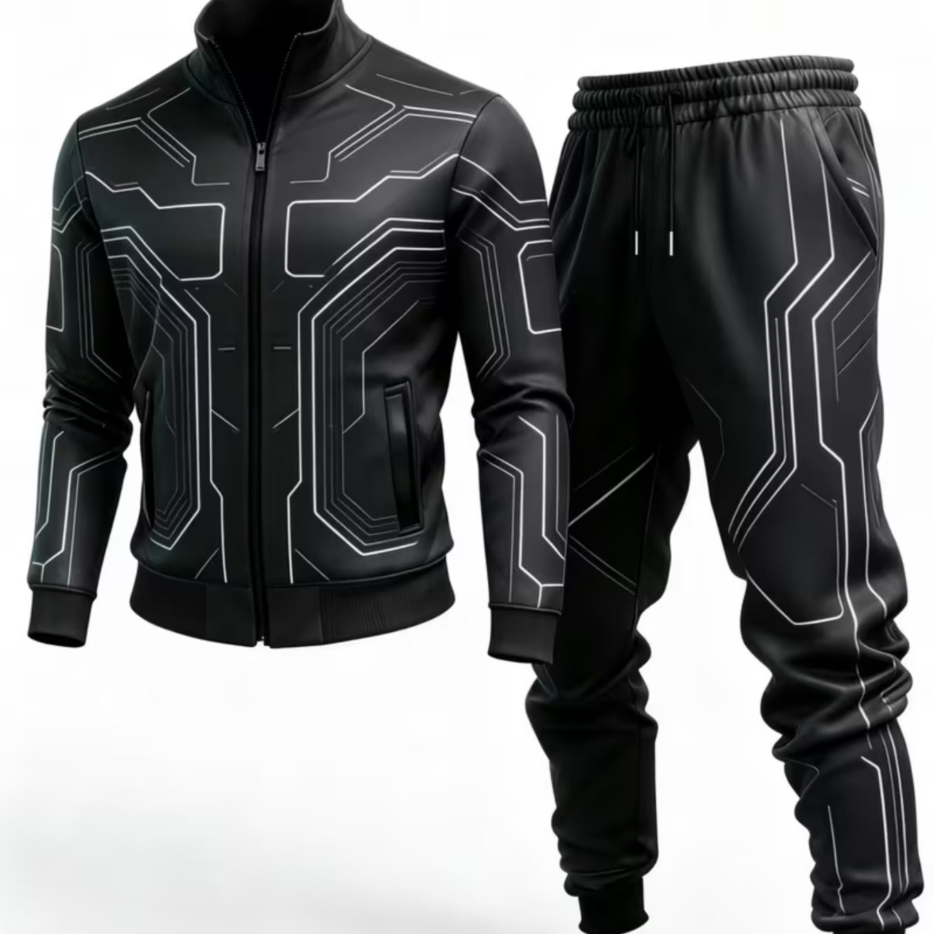 Men's Casual Sports Jacket And Comfortable Long Pants Set, Suitable For , Regular Fit With Matching Set, Men's Sports Outfit, Suitable For Casual Wear, Semi-formal Occasions, And Team Uniforms