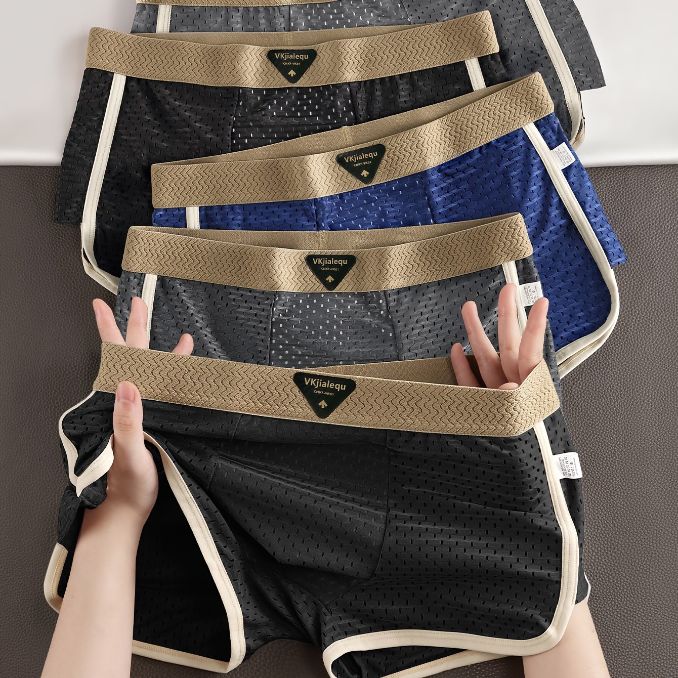 E-shop 5 Herren Sommer Unterwäsche Eisfaser Stoff Mesh Atmungsaktiv Erfrischend Hautfreundlich Locker Große Größe Shorts - Geeignet für Tägliches